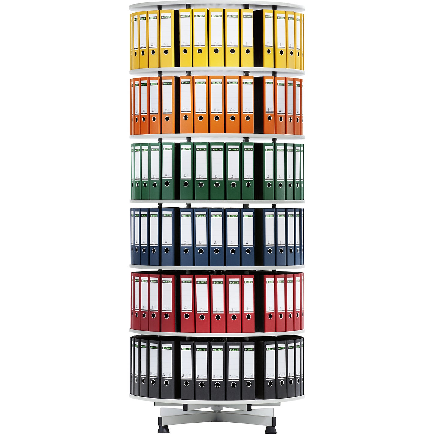 Rotary filing system, Ø 1000 mm, 3 shelves, beech finish.
