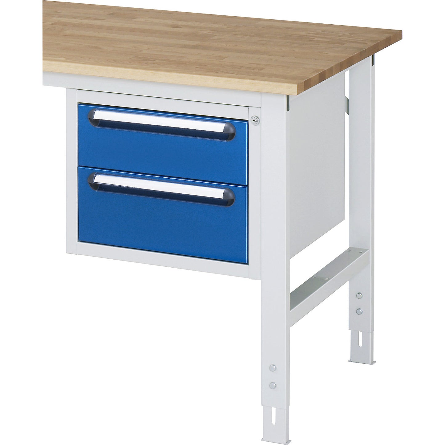 Add-on drawer unit, height 395 mm, 2 drawers, light grey / gentian blue.