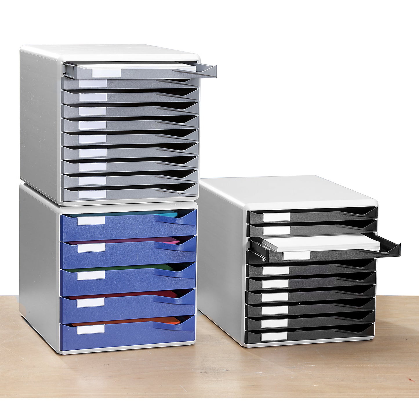 Storage unit, mail and form set, housing: grey, dark grey drawers, 5 drawers.