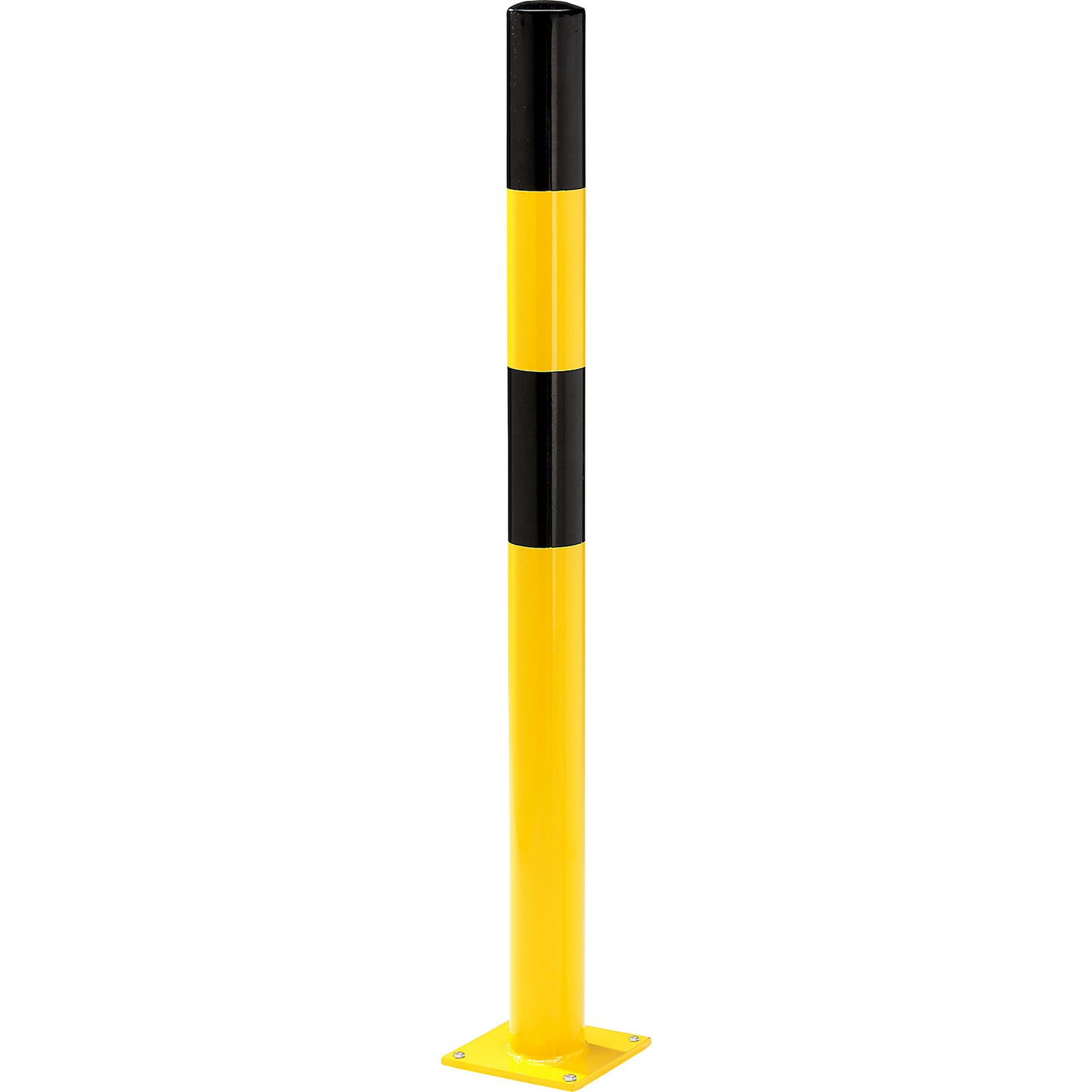 Crash protection bollard, Ø 90 mm, wall thickness 3.6 mm, for bolting in place, base plate 200 x 200 mm.