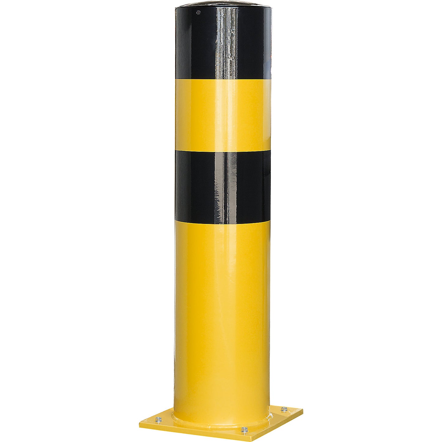 Crash protection bollard, Ø 273 mm, wall thickness 5 mm, for bolting in place, base plate 350 x 350 mm.