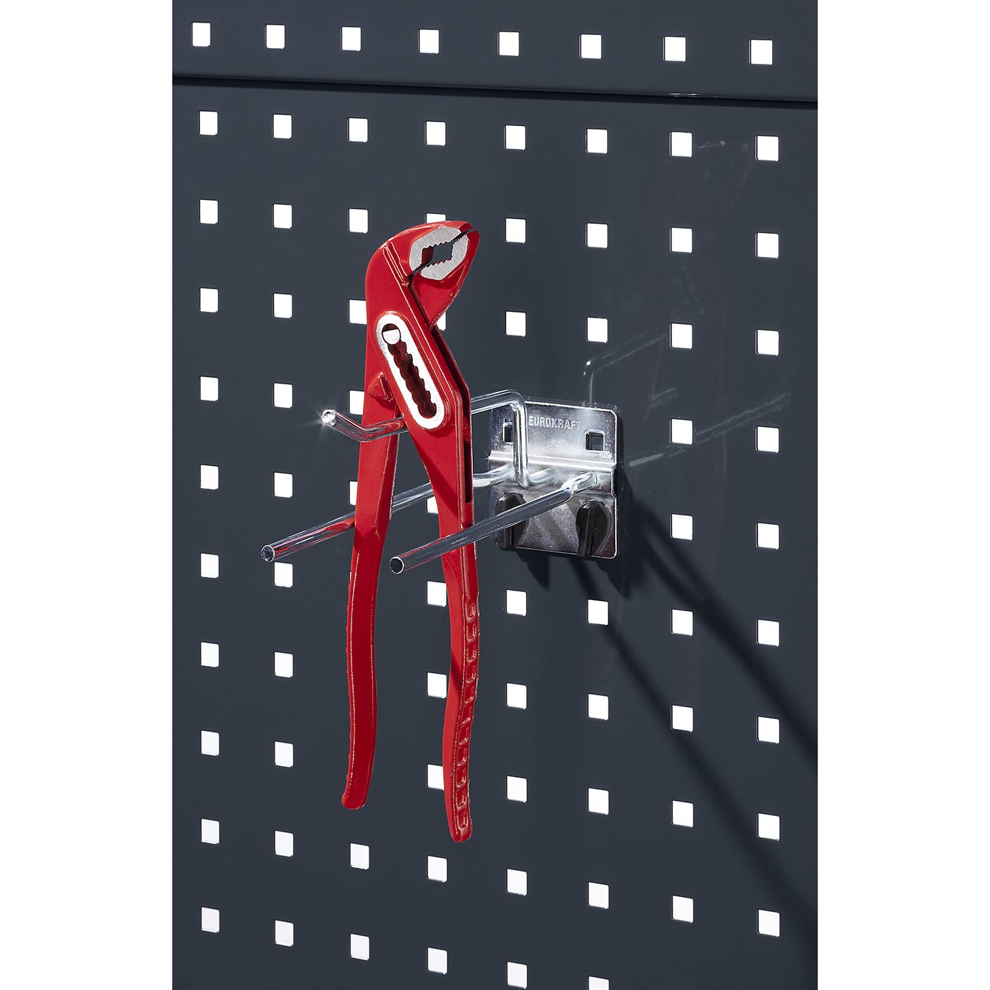 Pliers holder, for mounting on perforated panels, depth 150 mm.
