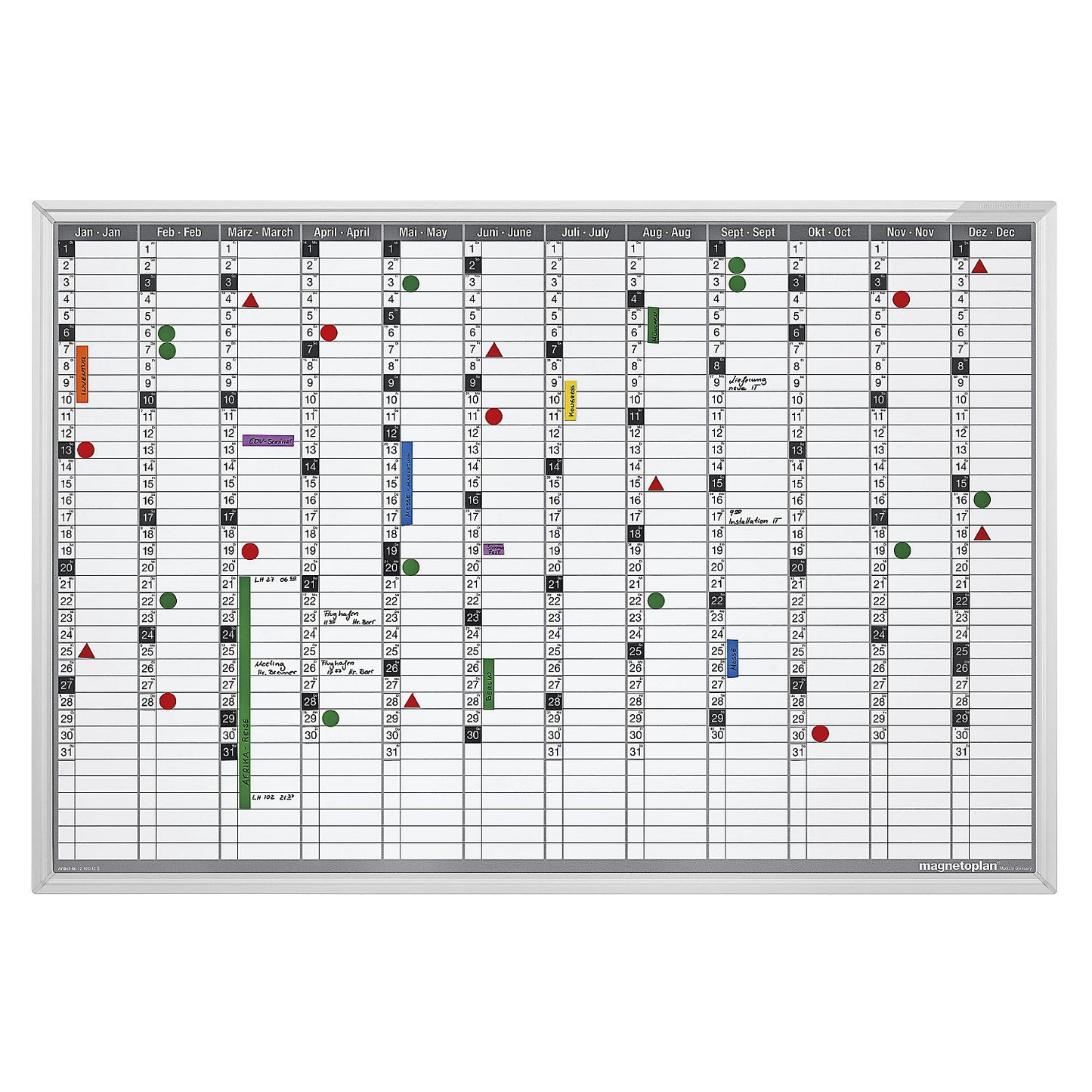 Yearly planner set, incl. mounting material, WxH 920 x 625 mm.
