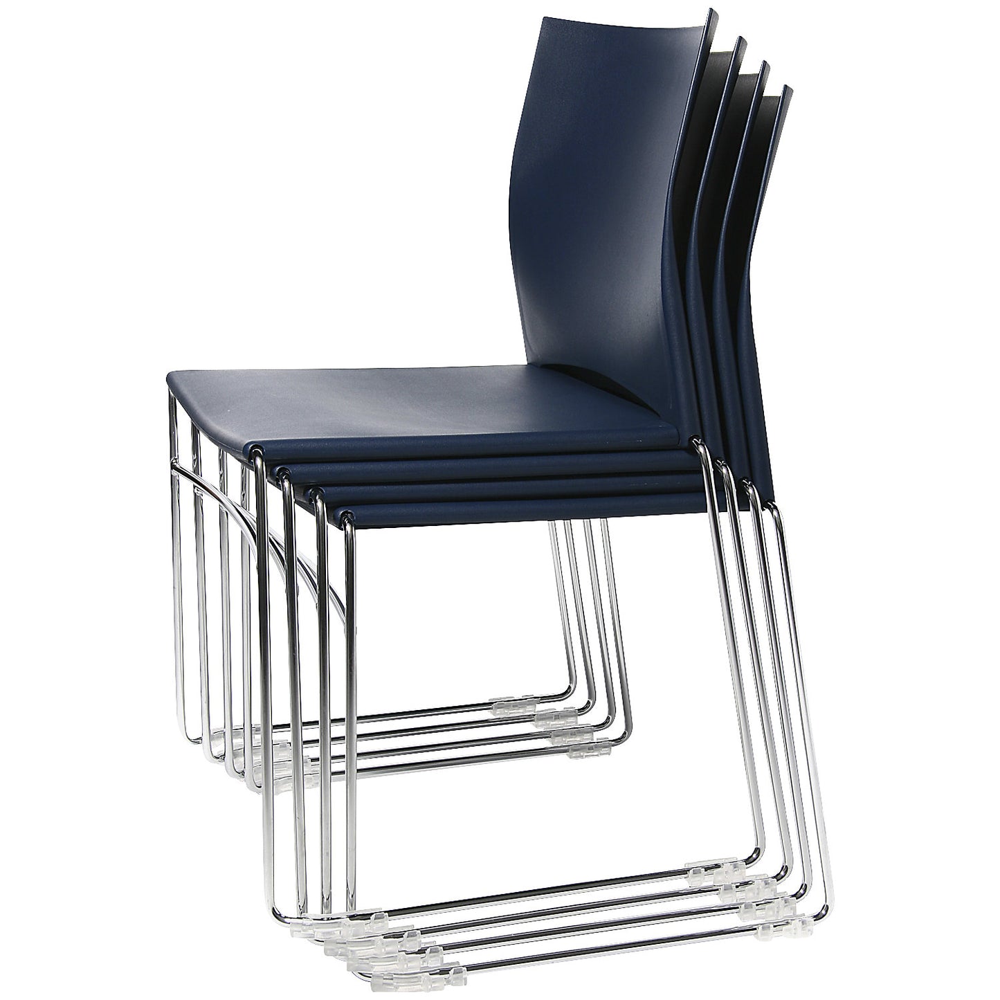 Sled frame stacking chair, chrome plated frame, pack of 4, green.