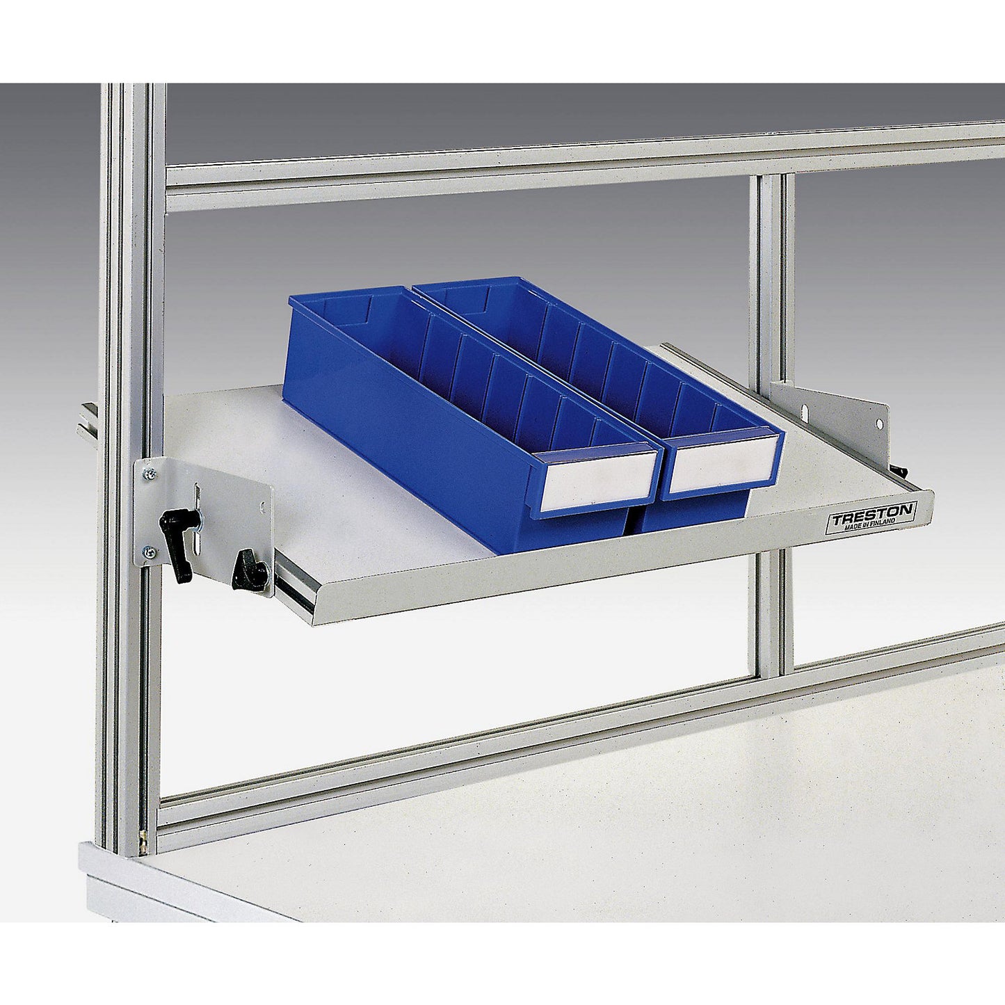 Shelf for work table, light grey, LxH 400 x 660 mm, narrow.