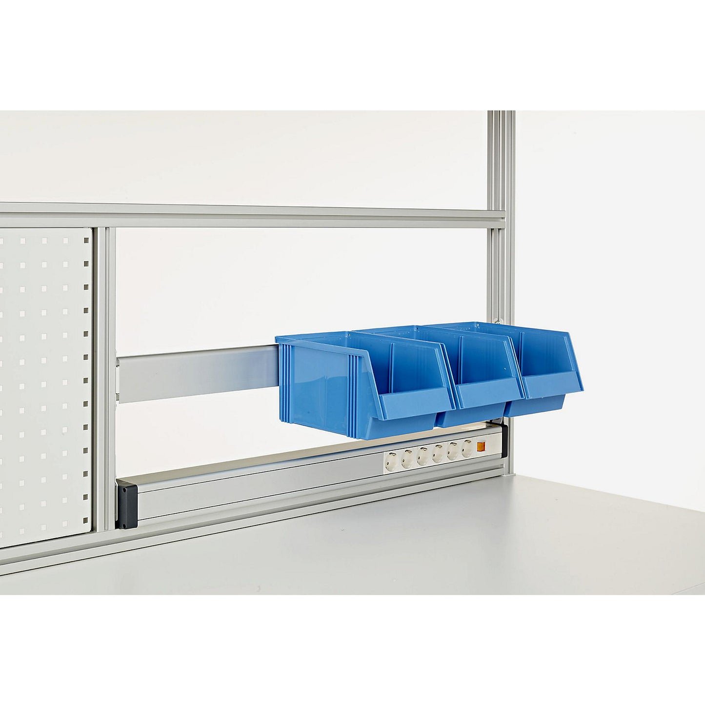 Suspension rail for open fronted storage bins, max. load 15 kg, for table width 1073 / 1800 mm.