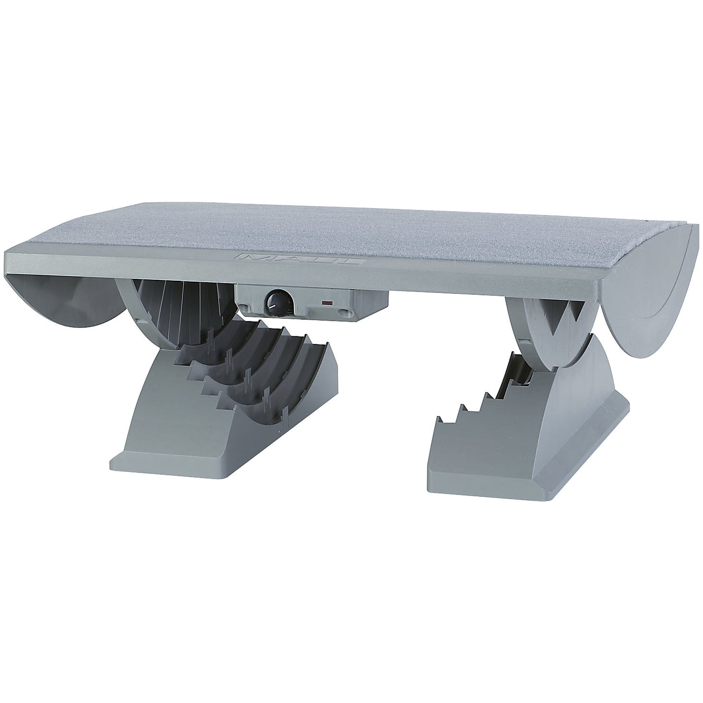 Foot rest, ergonomic, model with heating function and carpet cover, grey.