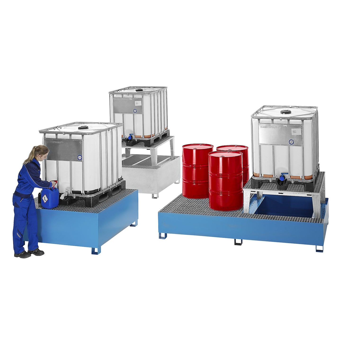Steel sump tray for IBC/CTC tank containers, for 1 x 1000 l container, hot dip galvanised.