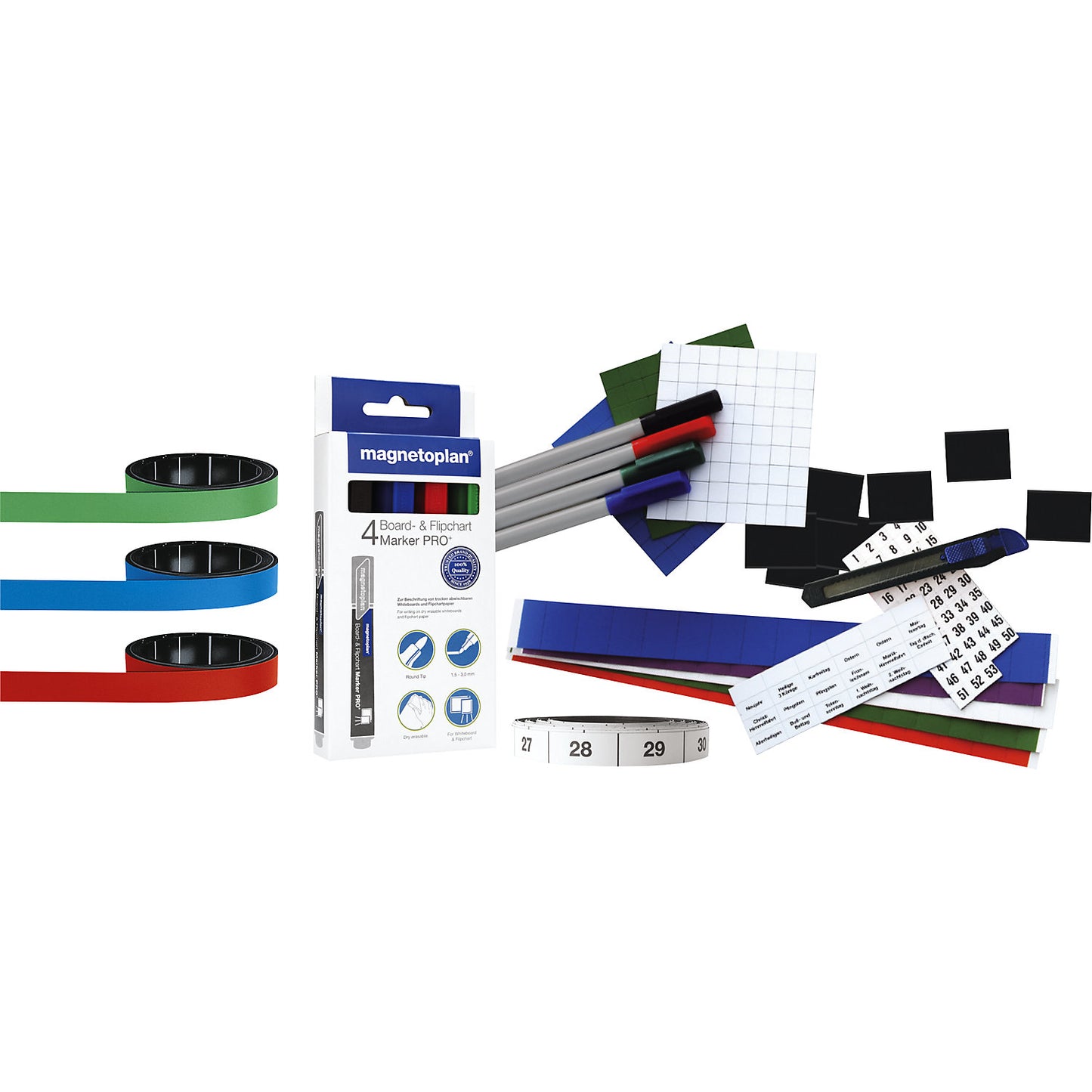 Accessory set 1, for MANAGER yearly planners, magnets, markers, magnetic strip, U profile with labels, cutter.