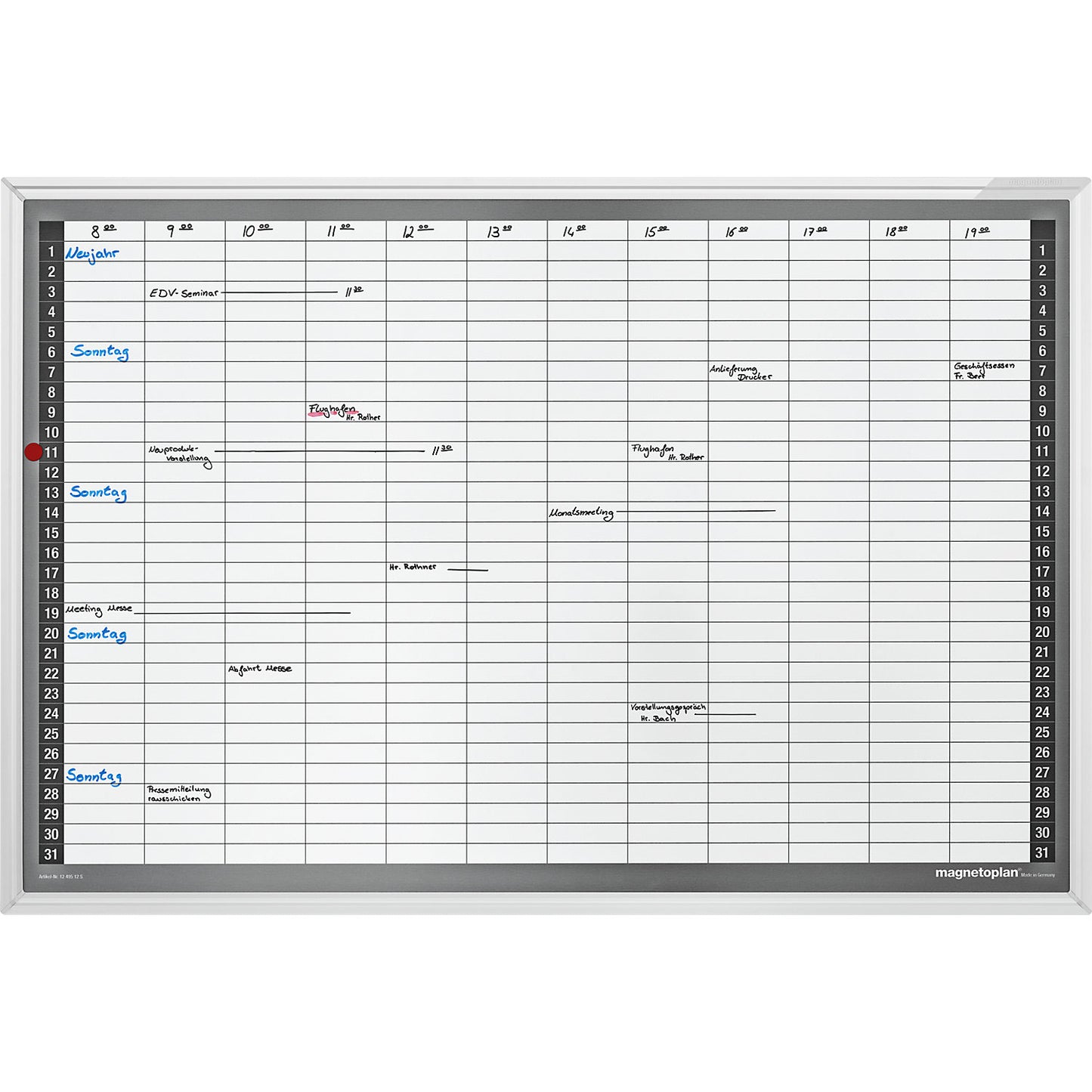 Monthly planner set, type CC, enamelled steel, WxH 920 x 625 mm.