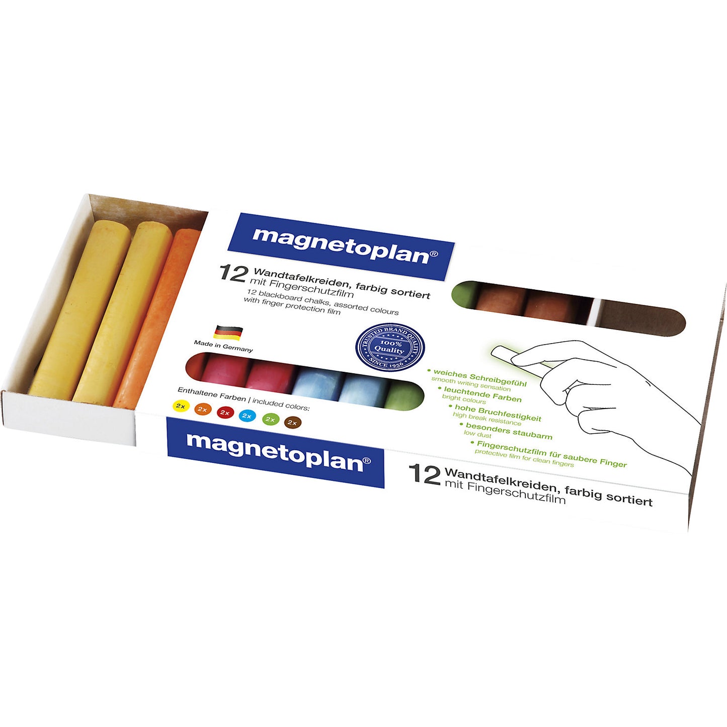 Chalk, rounded, assorted colours, pack of 48.