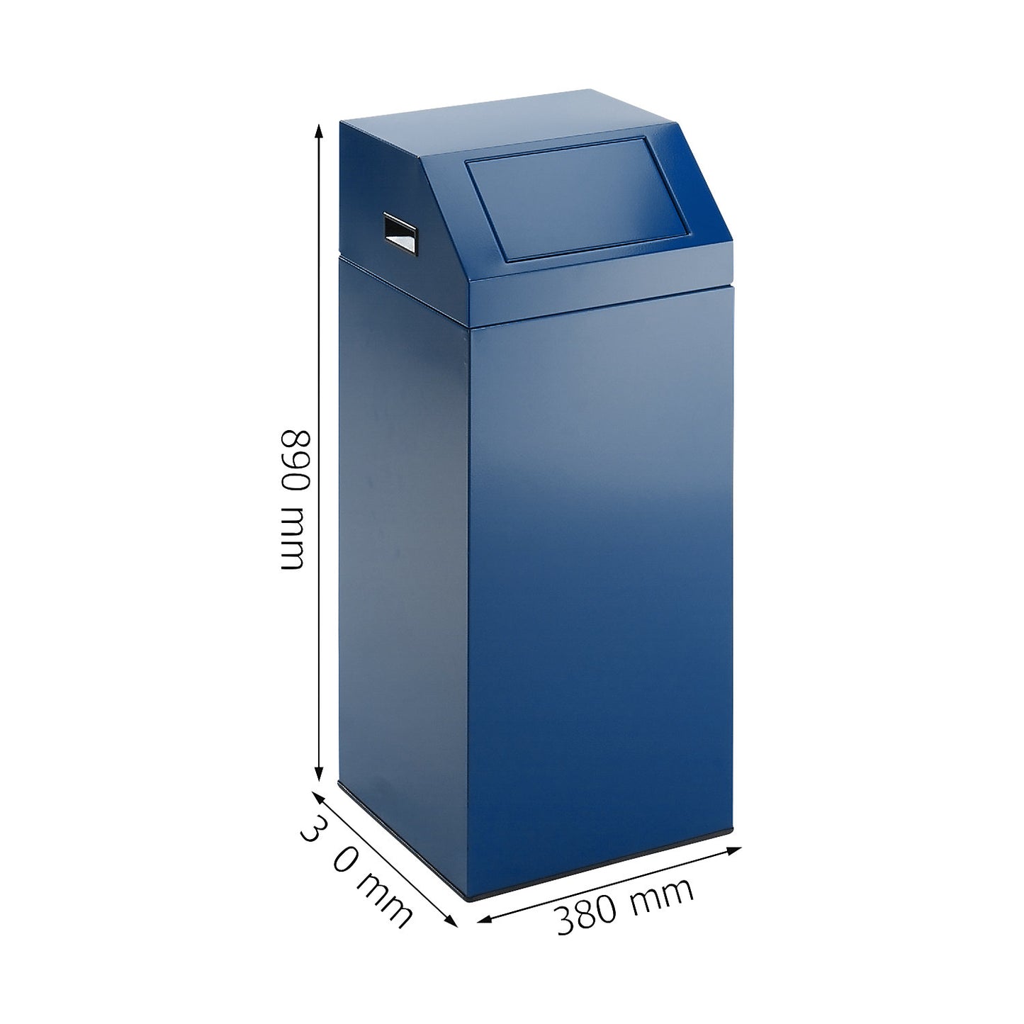 Recyclable waste collector, self extinguishing, capacity 76 l, WxHxD 380 x 890 x 380 mm, gentian blue.