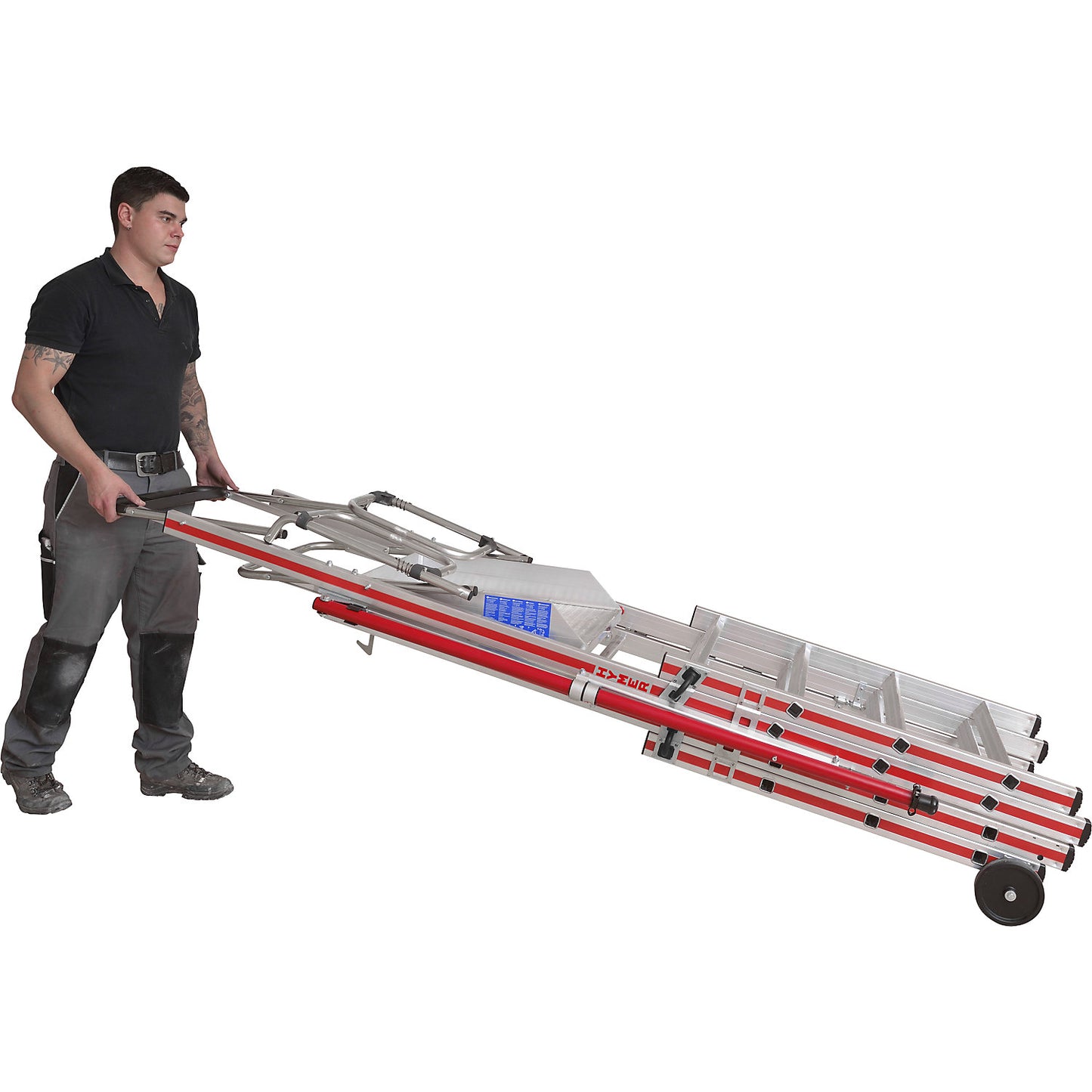 Aluminium folding safety steps, telescopic version, 5 - 8 rungs incl. platform.