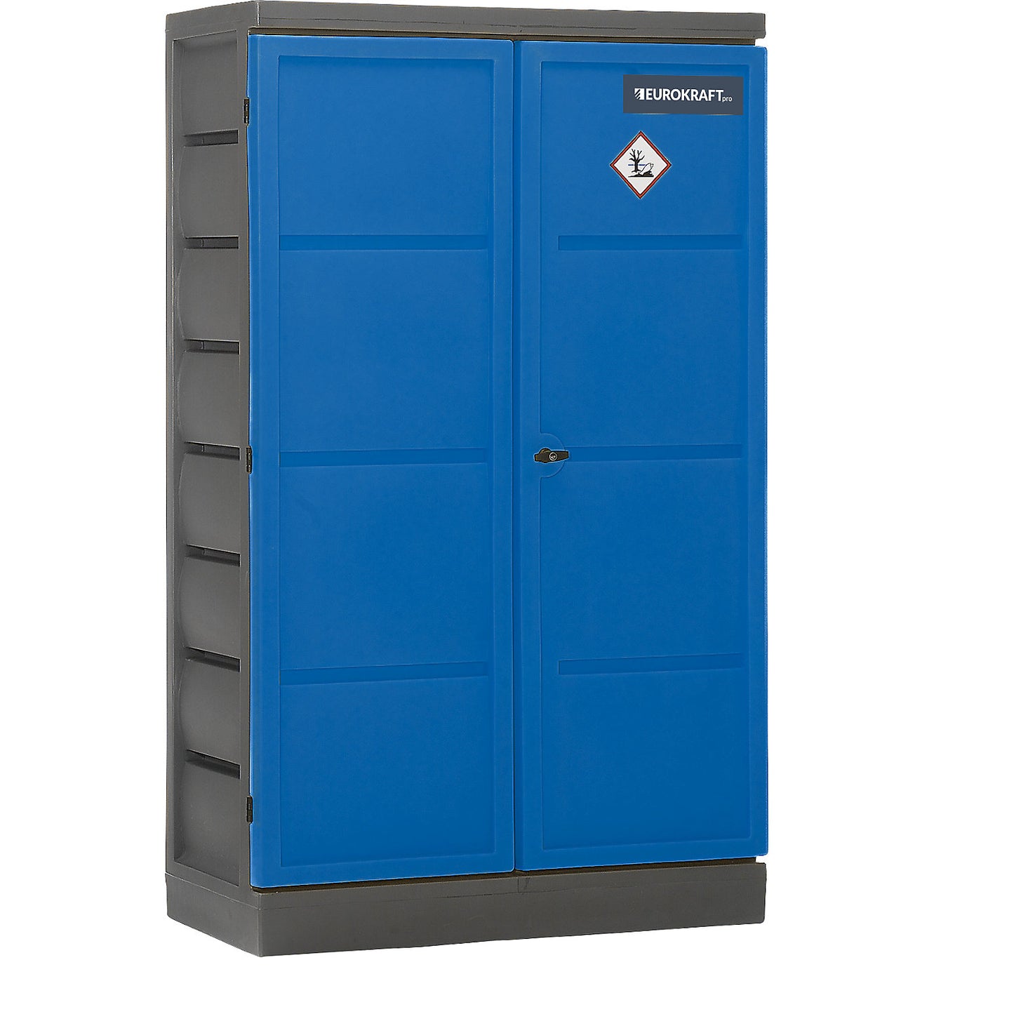 Environmental cupboard made of PE, 2-door, stainless steel shelves.