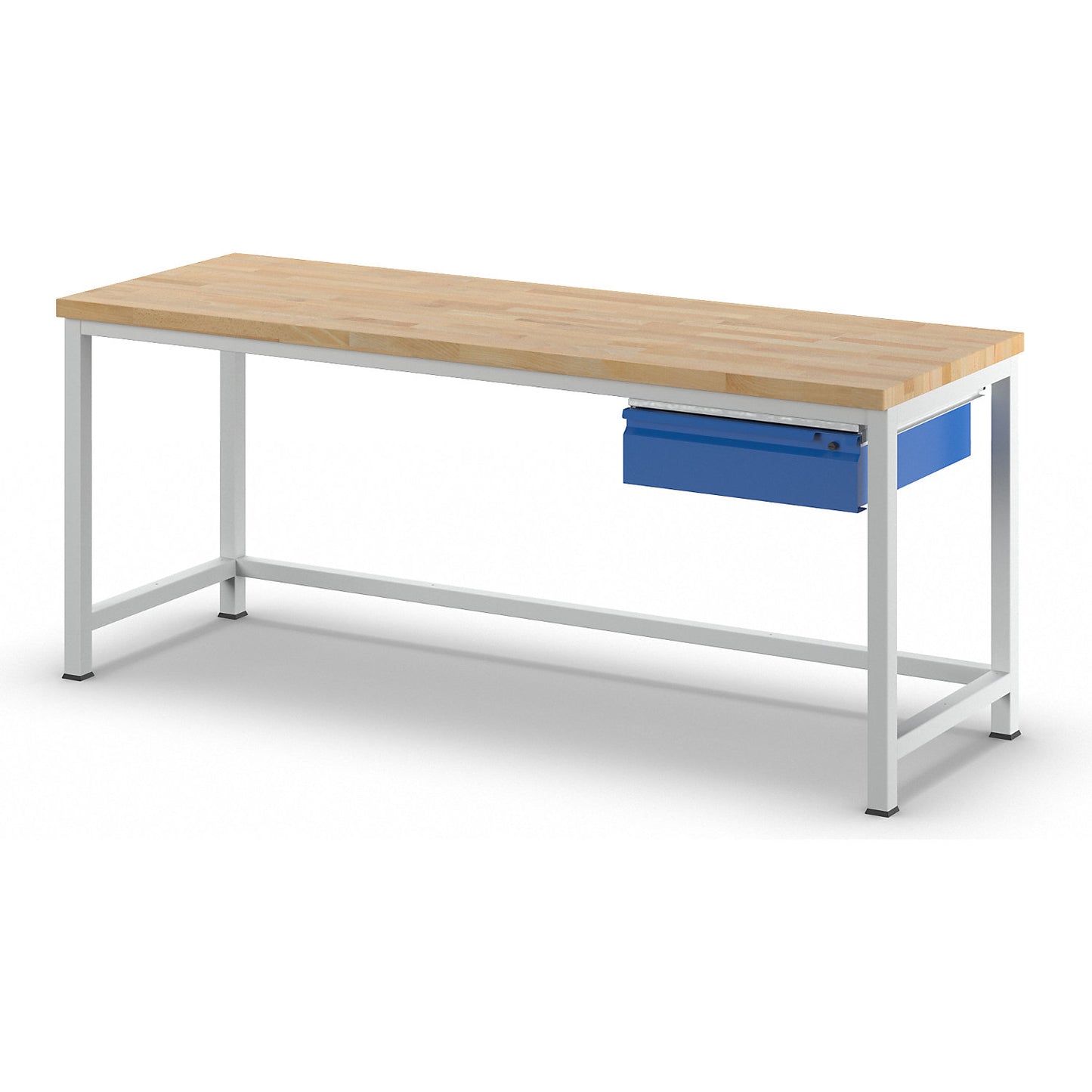 Workbench, frame construction, 1 L size drawer, 1 cross strut, depth 700 mm, width 2000 mm.