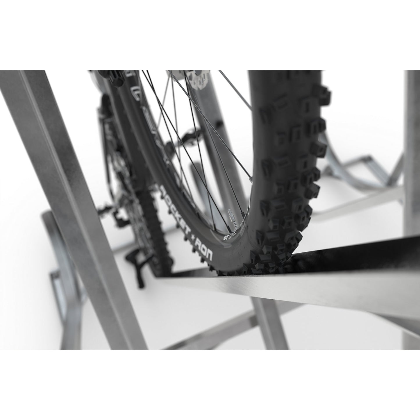 Semi vertical cycle rack, free standing, 5 parking spaces.