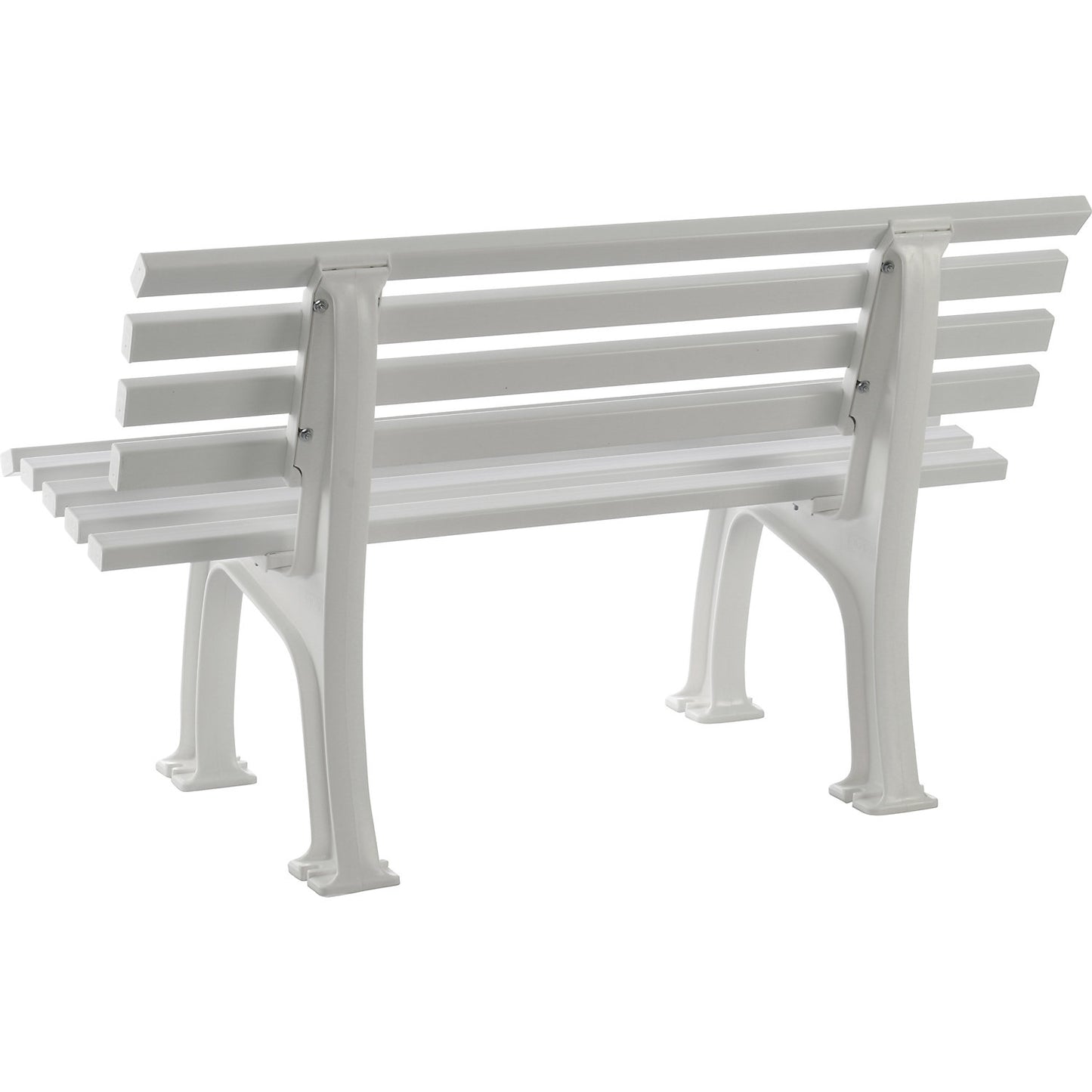 Park bench made of plastic, with 9 slats, width 1200 mm, white.