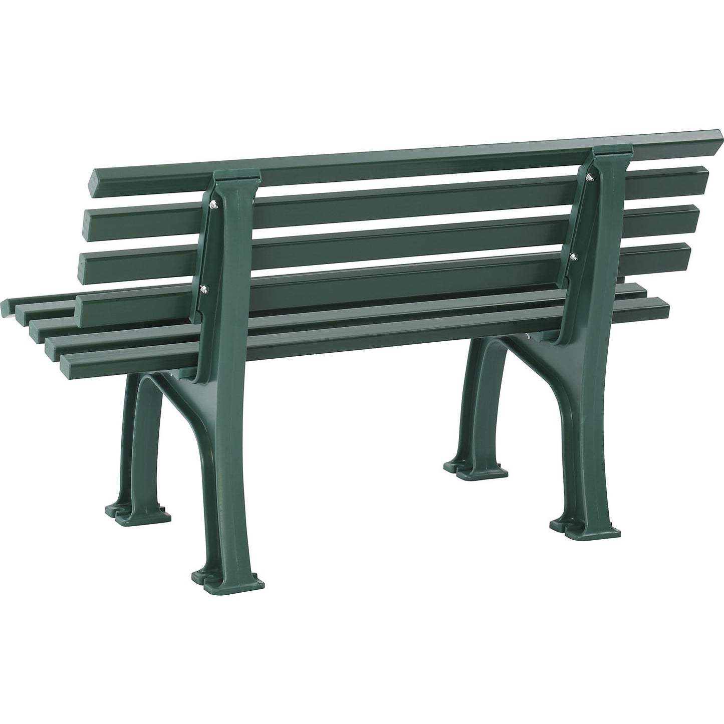 Park bench made of plastic, with 9 slats, width 1200 mm, moss green.