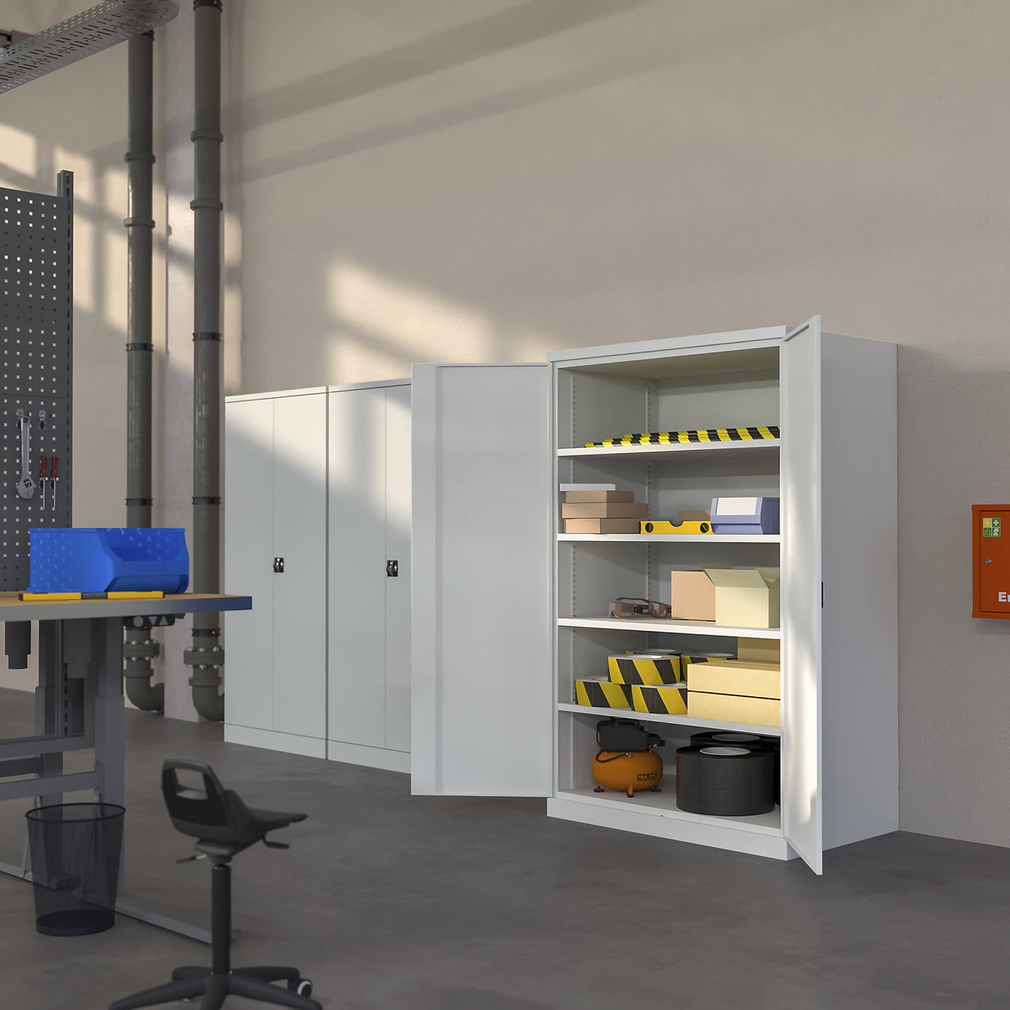 XXL double door cupboard, width 1000 mm, light grey door.