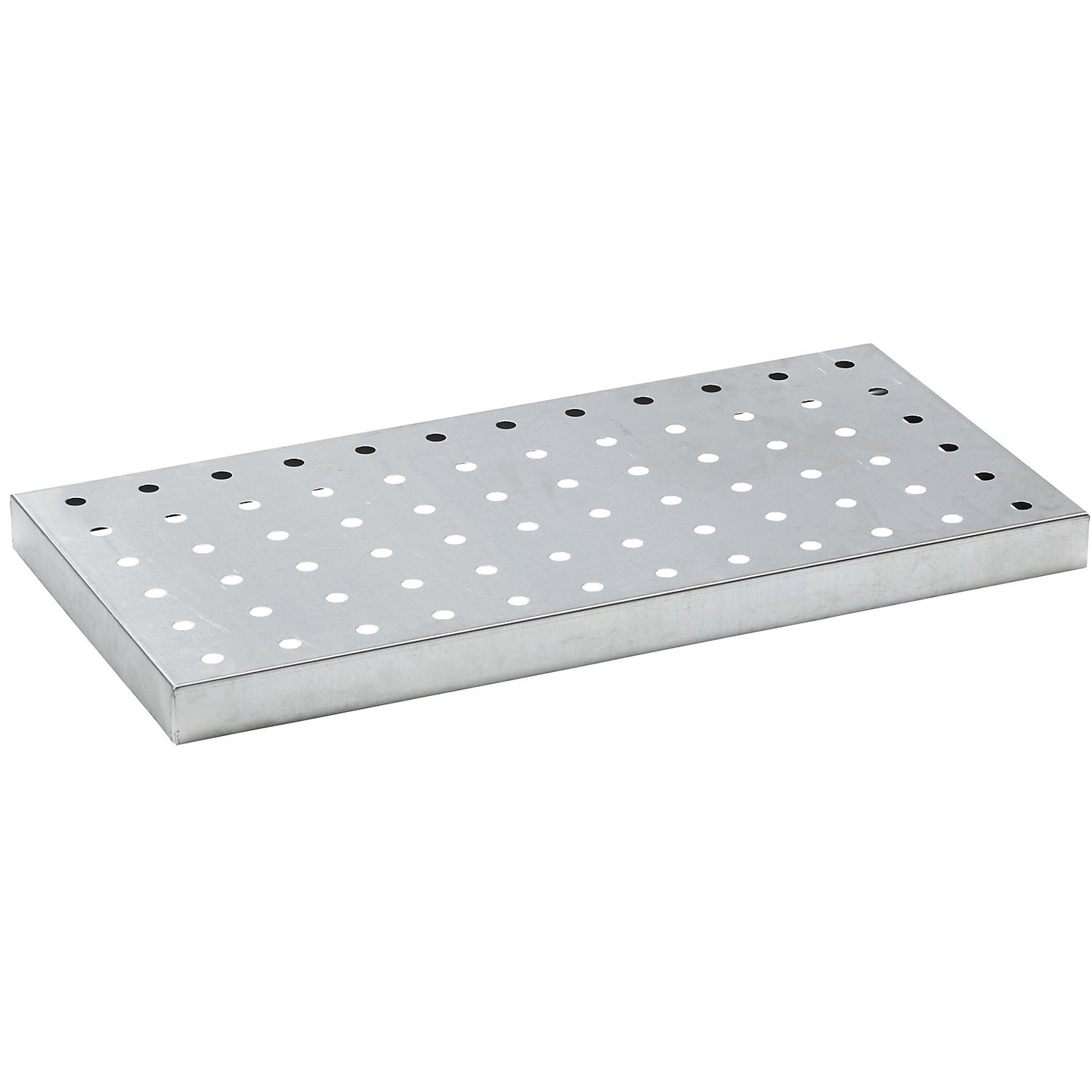 Perforated sheet metal grate, zinc plated, for universal tray, for 25 l sump capacity.