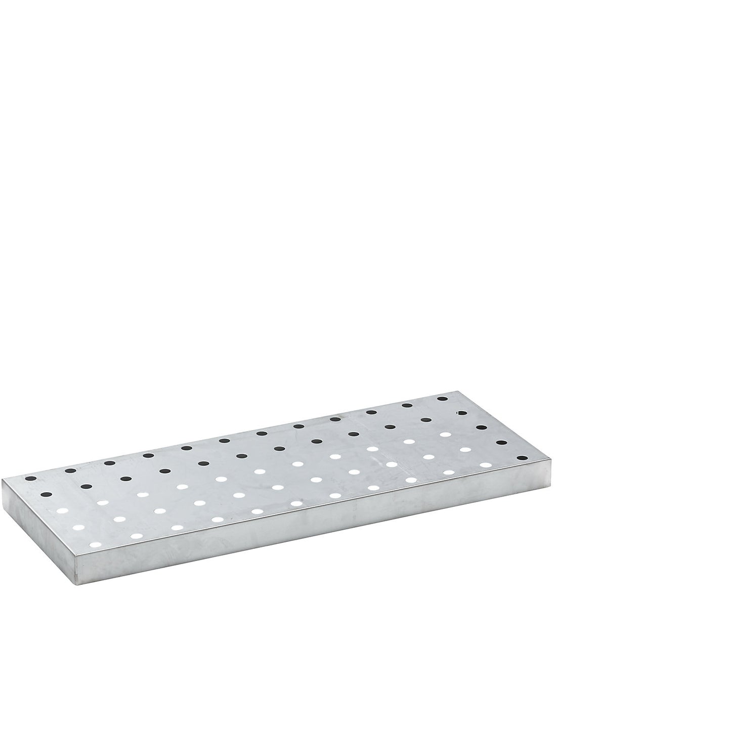Perforated sheet metal grate, zinc plated, for LxWxH 940 x 370 x 60 mm.
