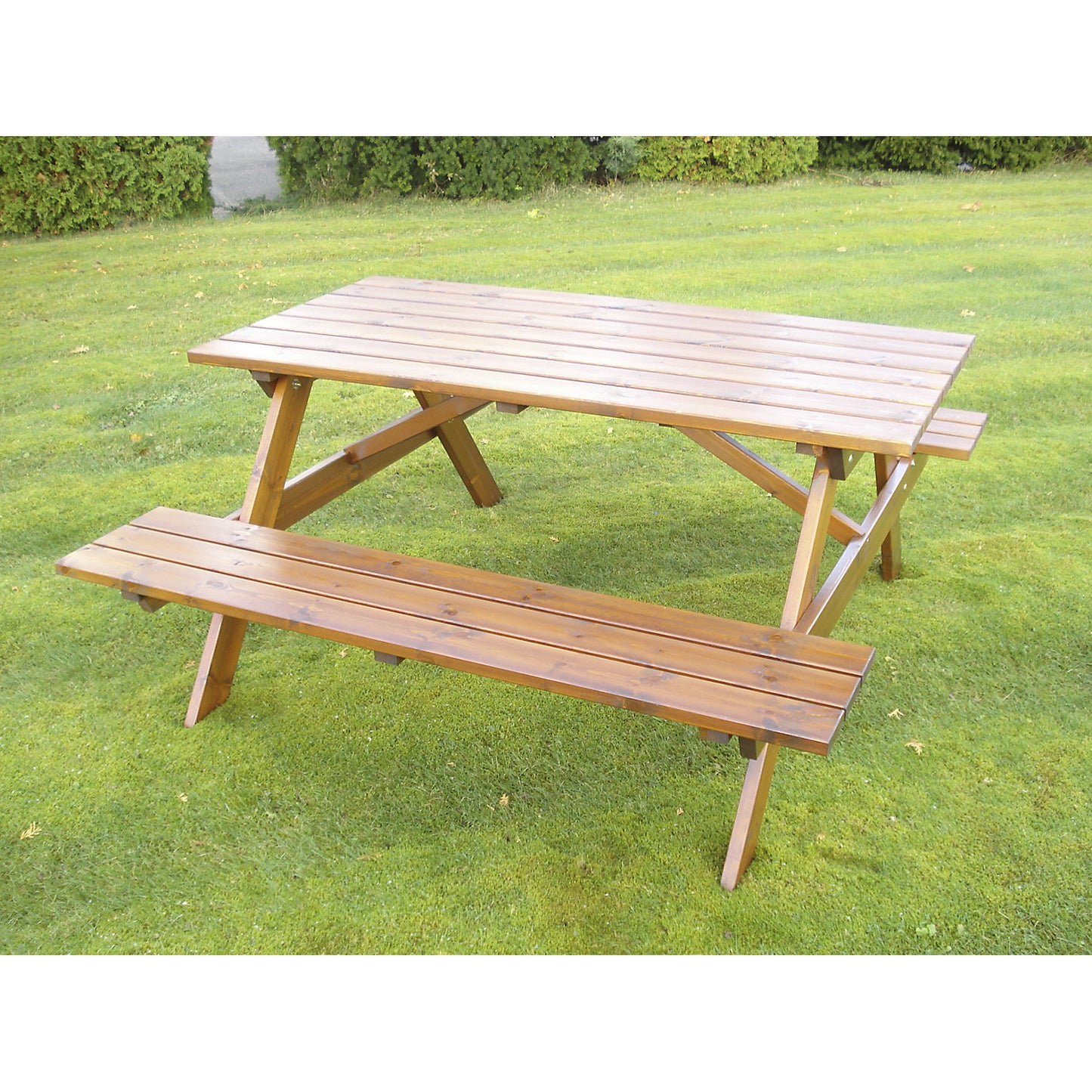 Picnic bench, square, pine wood, LxD 1500 x 1500 mm, brown.