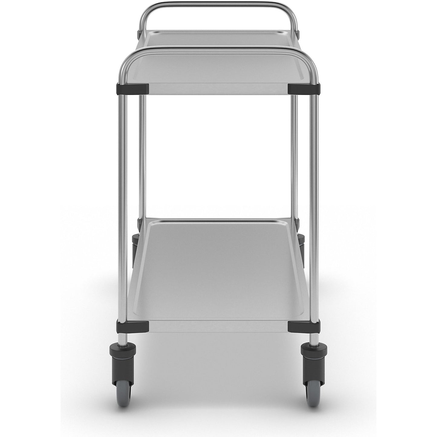 Stainless steel table trolley, with 2 shelves, LxWxH 1070 x 570 x 950 mm, unassembled.