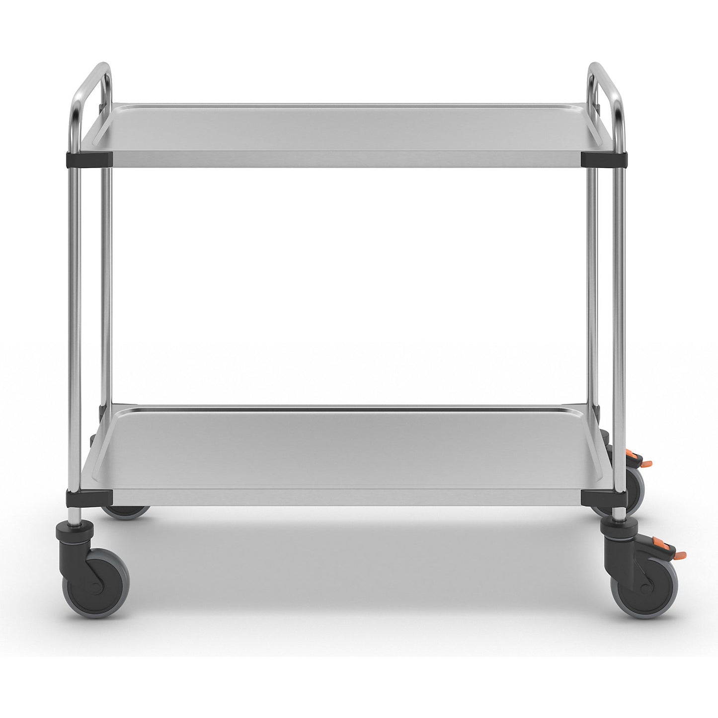 Stainless steel table trolley, with 2 shelves, LxWxH 1070 x 570 x 950 mm, assembled.