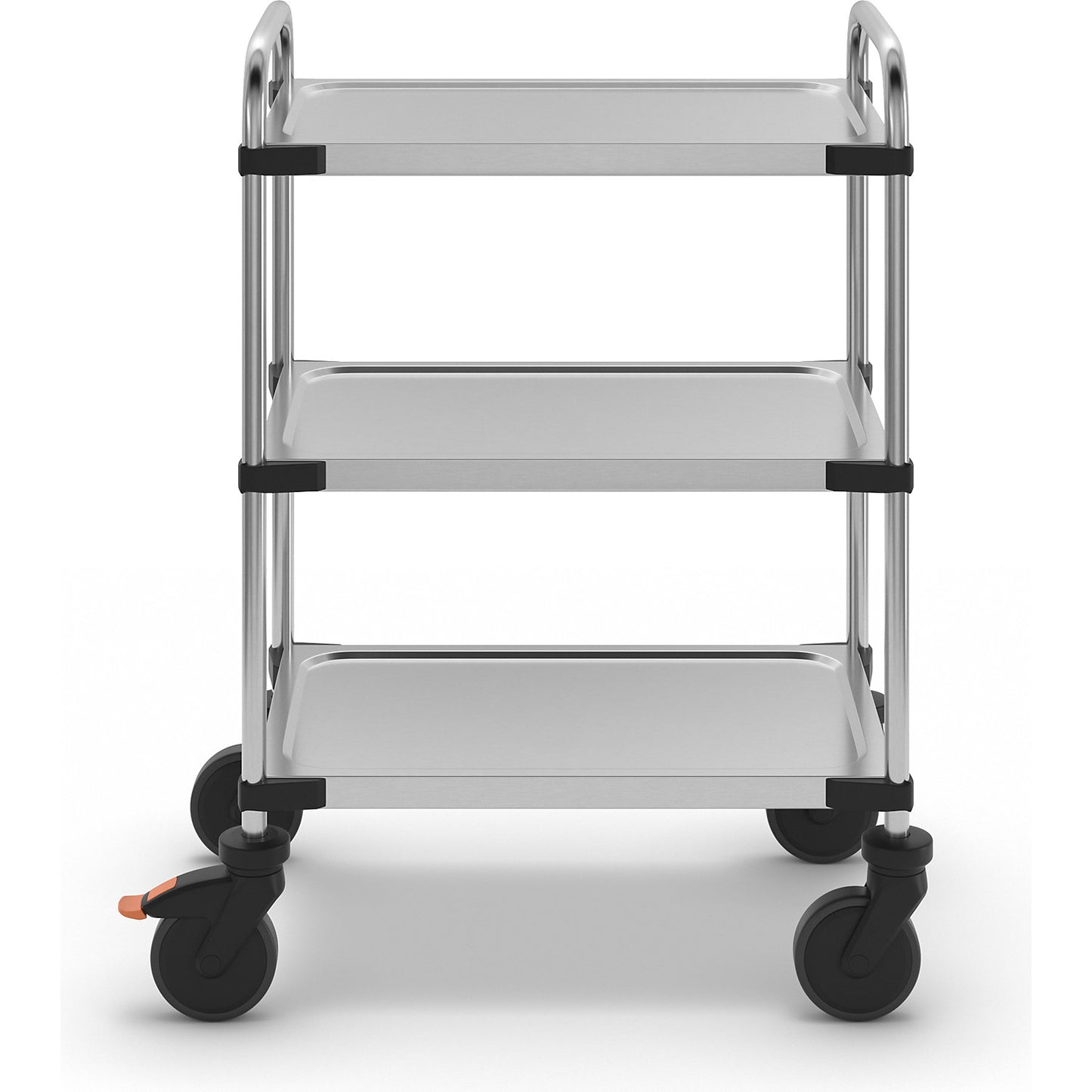 640-RL stainless steel serving trolley, with 3 shelves, assembled, max. load 150 kg.