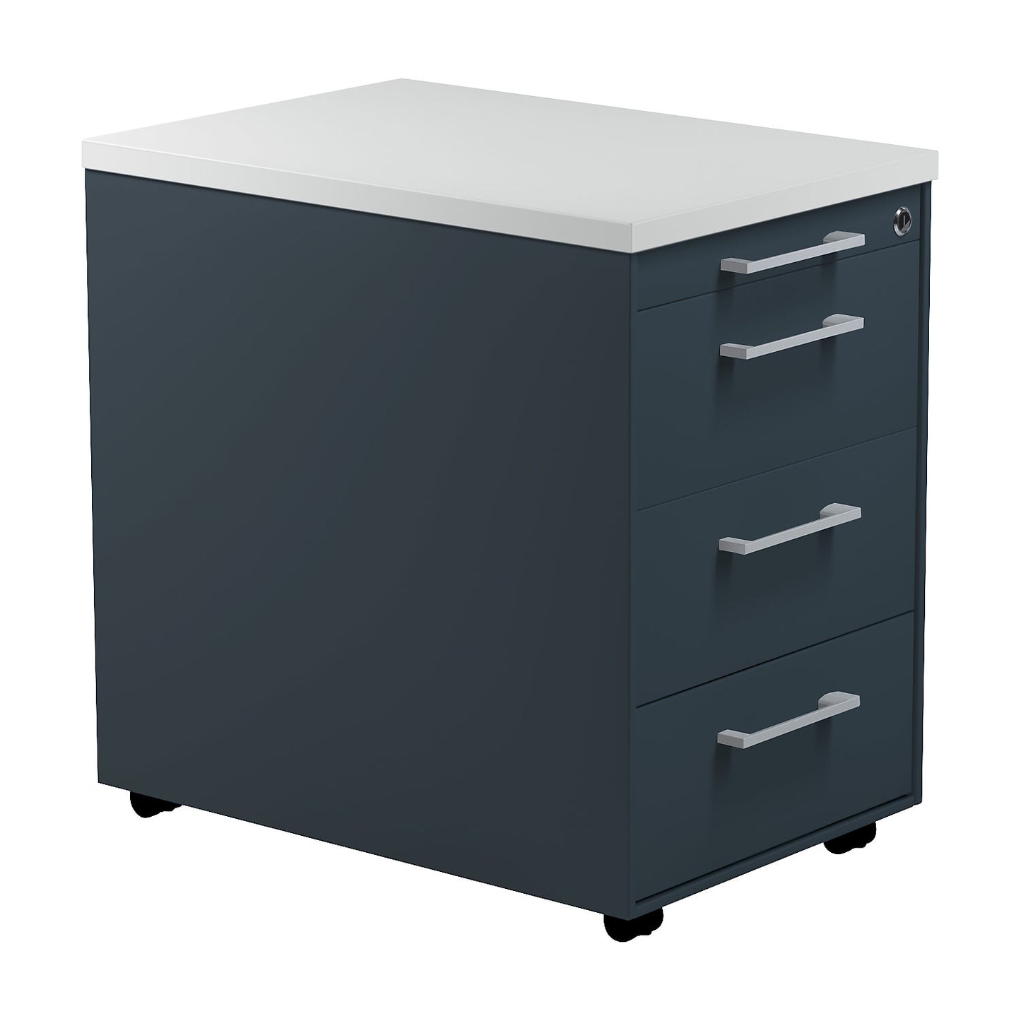 Mobile pedestal on castors, HxD 579 x 600 mm, 3 drawers, charcoal / charcoal / light grey.