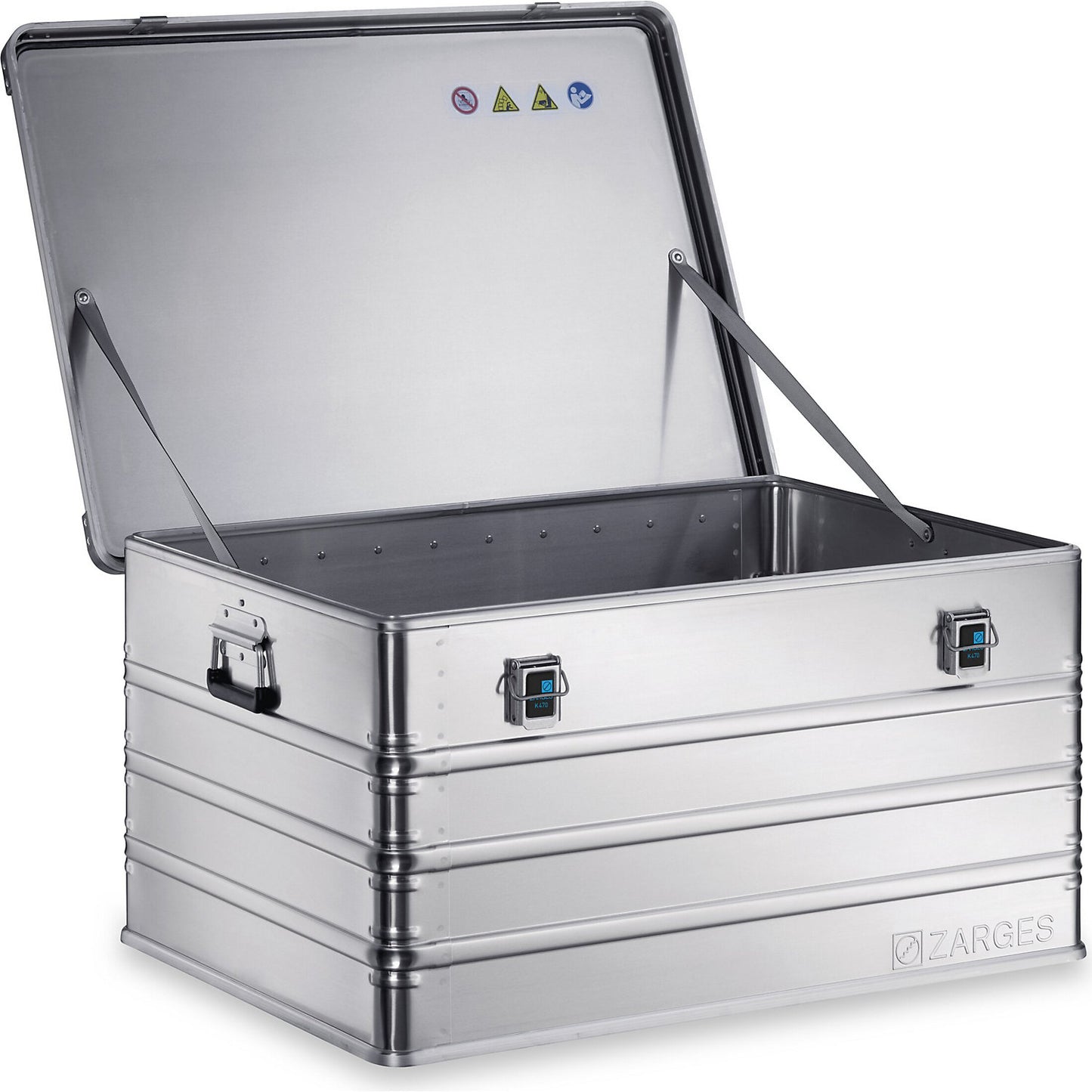 Aluminium transport case, capacity 259 l, internal LxWxH 900 x 640 x 450 mm, robust construction.