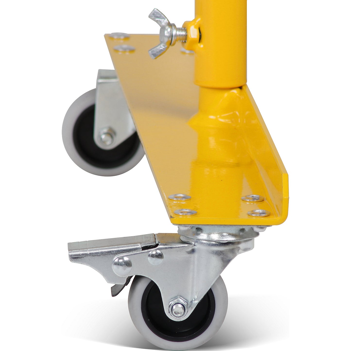 Barrier post with expanding barrier, rectangular tubing 70 x 70 mm, to bolt in place, yellow / black, max. length 3600 mm.