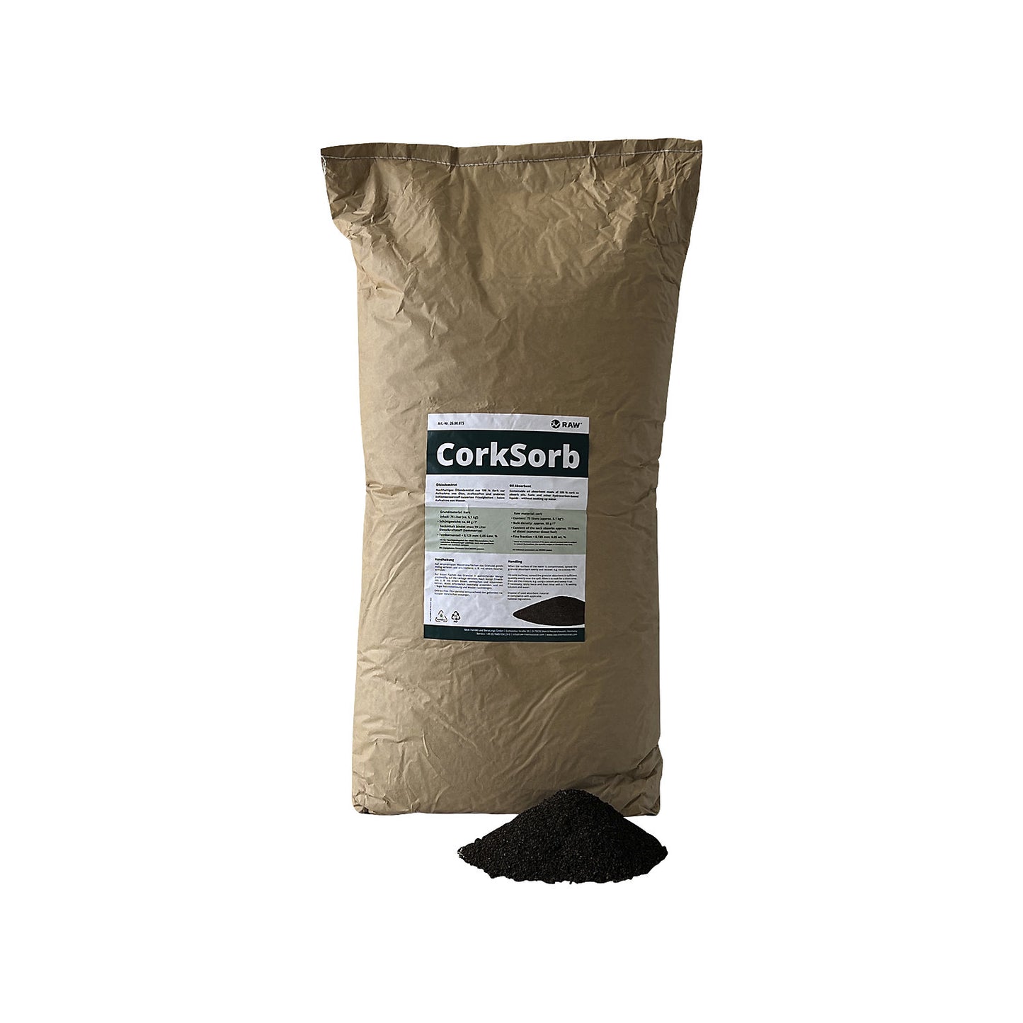 CorkSorb oil binding granulate, for oils, fuels, solvents, 75 L bag.