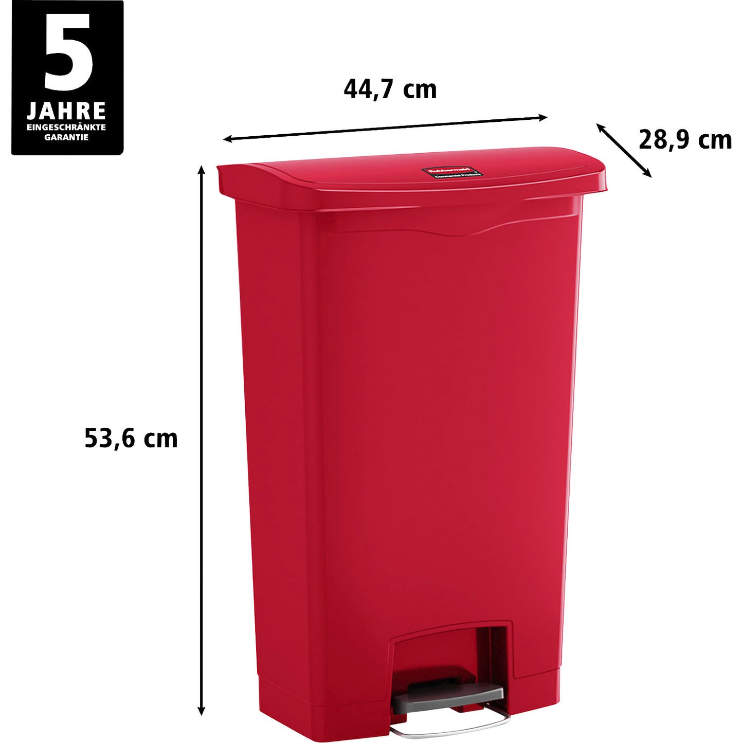 SLIM JIM® foot pedal bin, made of polyethylene, 30 l, red.