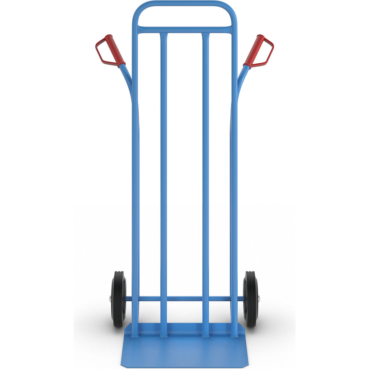 Steel sack truck, XXL model, extra-large footplate, solid rubber tyres.
