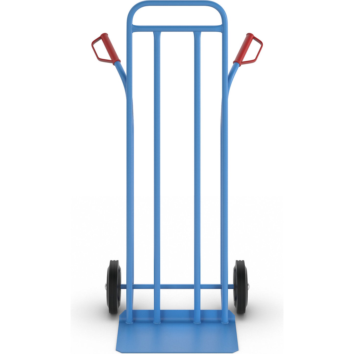 Steel sack truck, XXL model: extra large footplate, solid rubber tyres.