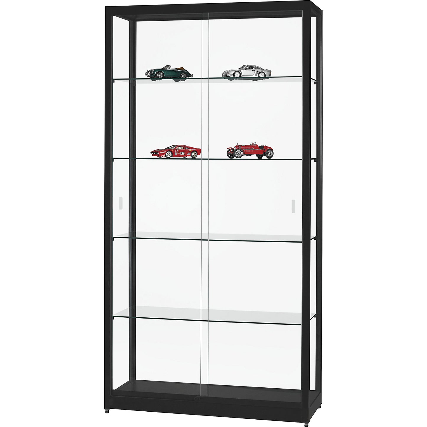 Glass cabinet, width 1000 mm, without lighting, HxD 1972 x 400 mm, without base cupboard, black.