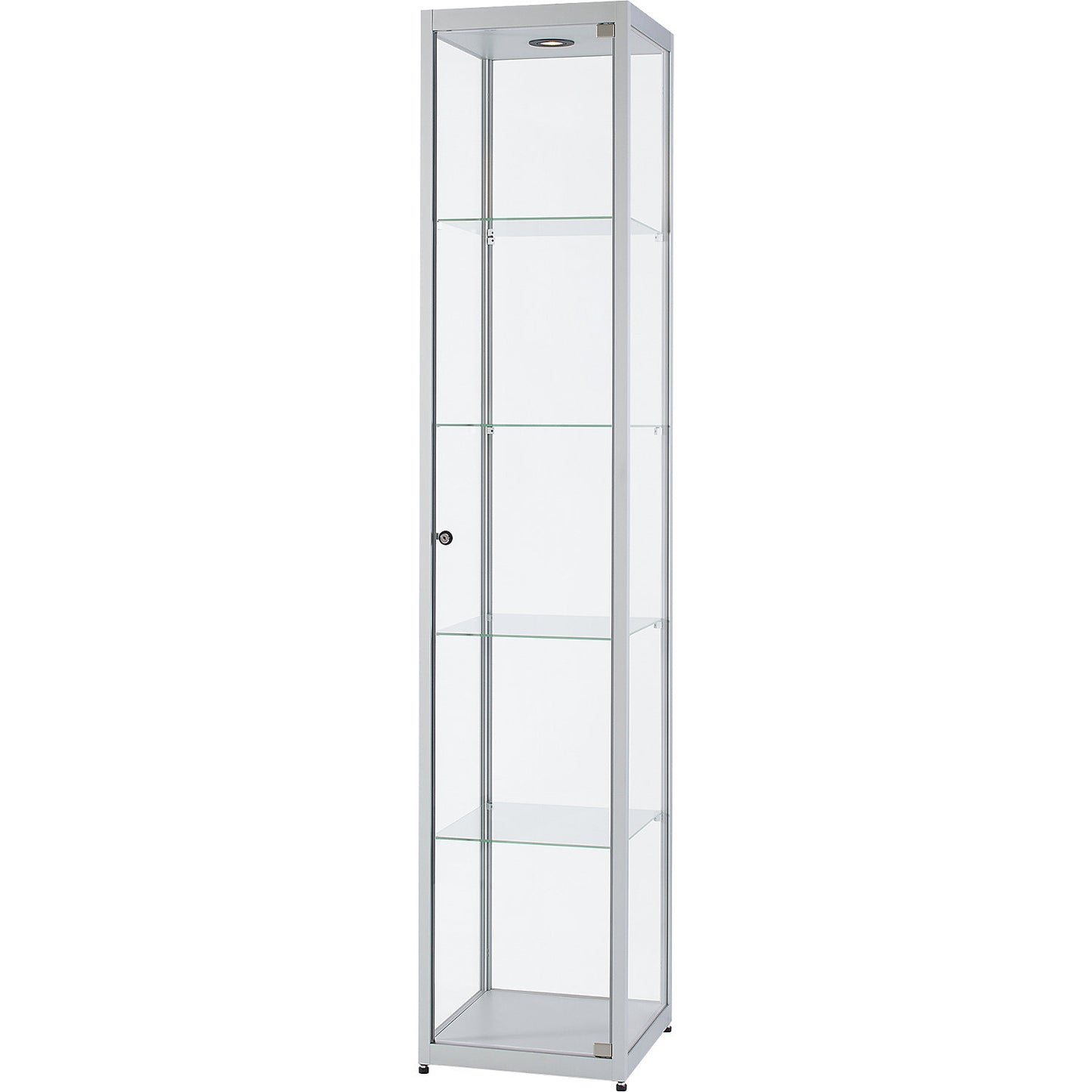Glass cabinet with LED ceiling spotlight, 1 x 5 W, height 2000 mm, WxD 400 x 400 mm.