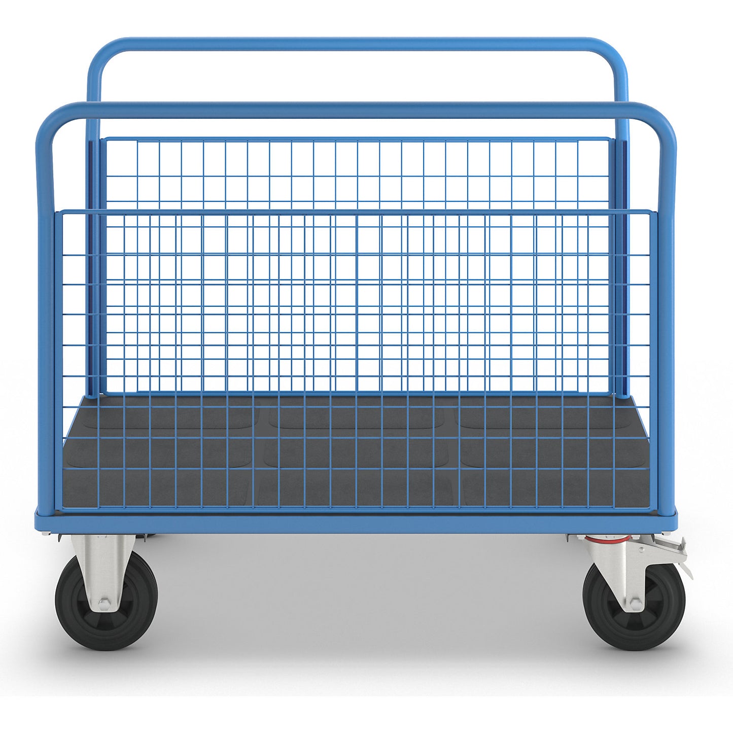 Platform truck with mesh panels, 2 mesh side panels, LxW 1250 x 800 mm, solid rubber tyres.