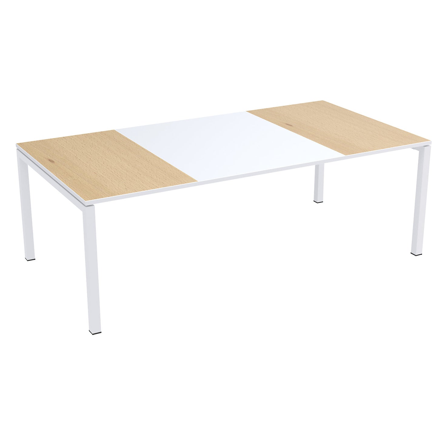 easyDesk® conference table, HxWxD 750 x 2200 x 1140 mm, white/beech finish.