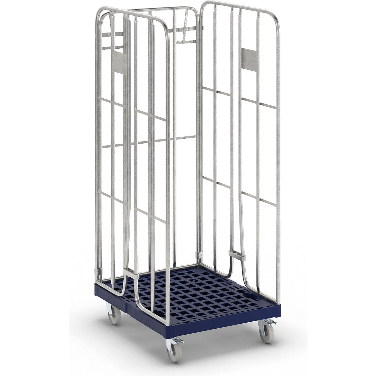 Roll container, hot dip galvanised, 3-sided, with rear panel.