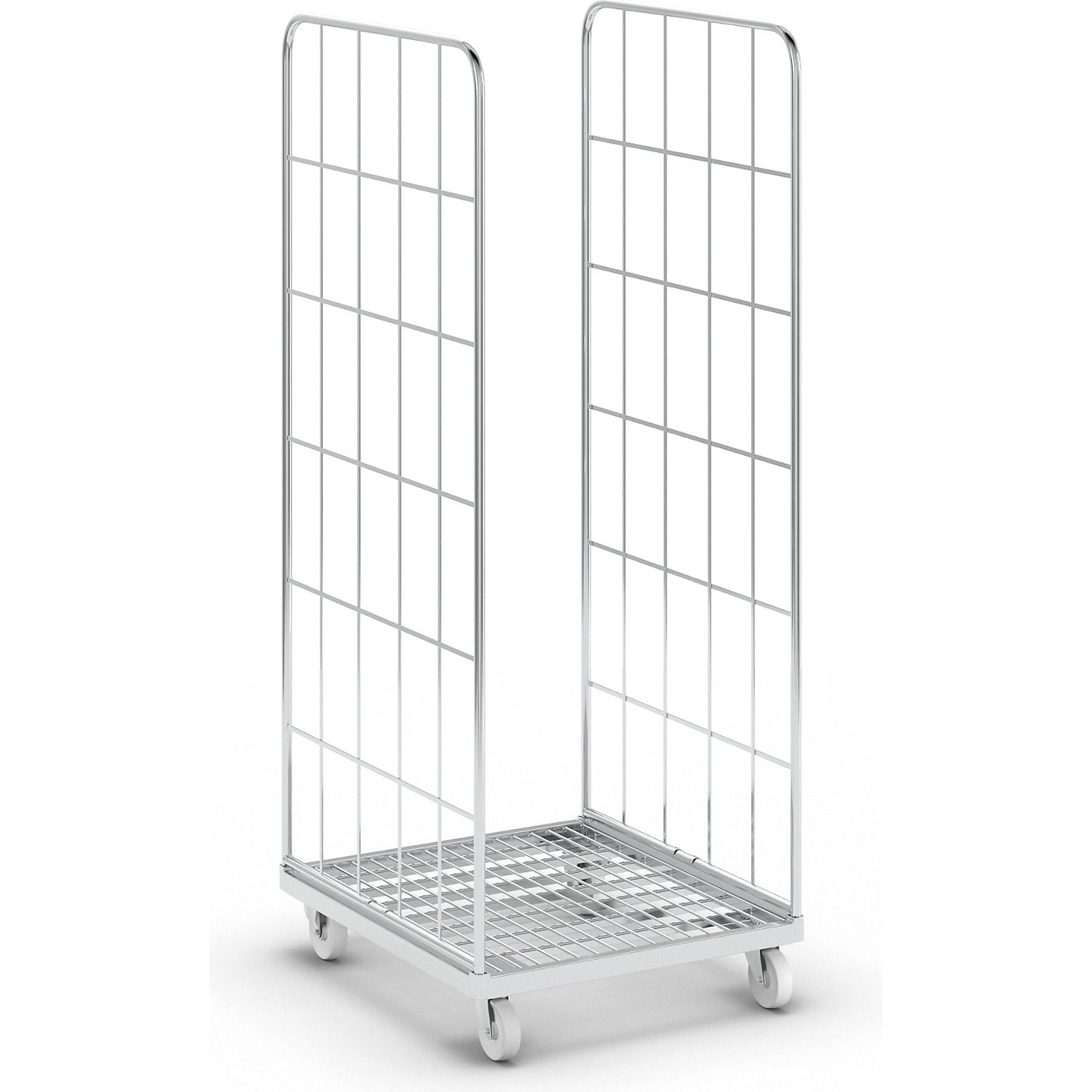 Steel roll container, 2-sided, overall height 1830 mm, weight 27.4 kg.