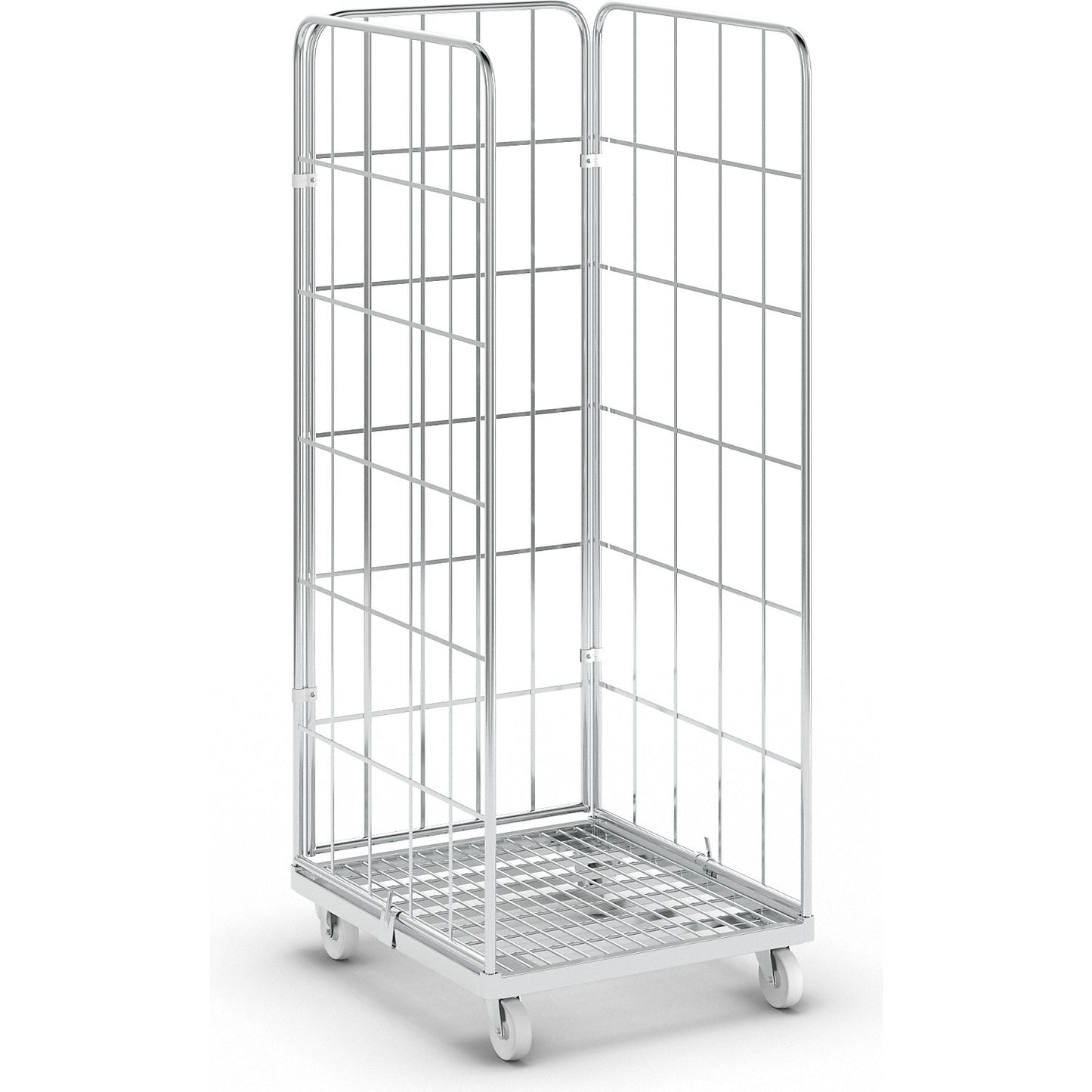 Steel roll container, 3-sided, overall height 1830 mm, weight 33.3 kg.