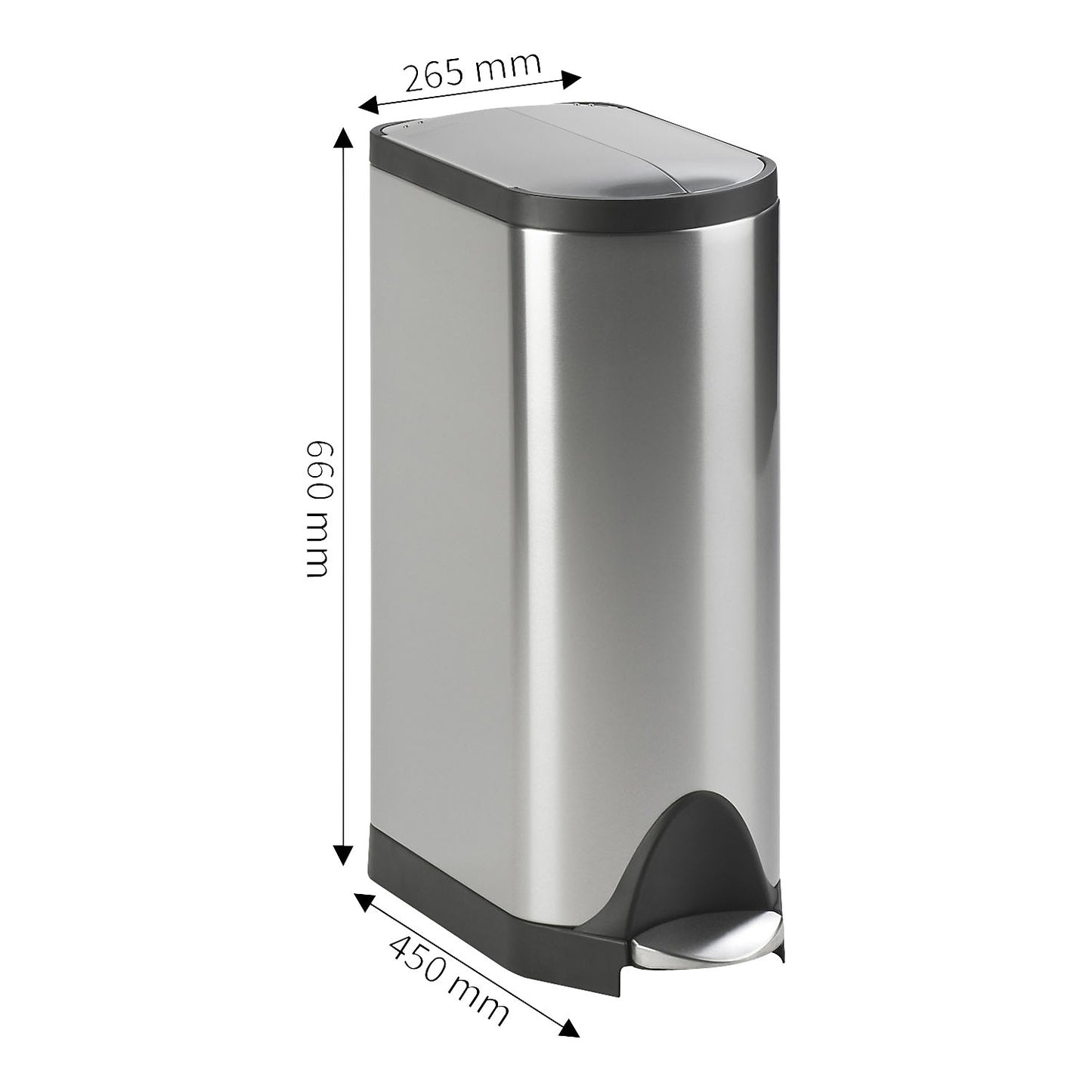 BUTTERFLY pedal waste bin, capacity 30 l, stainless steel, matt finish.