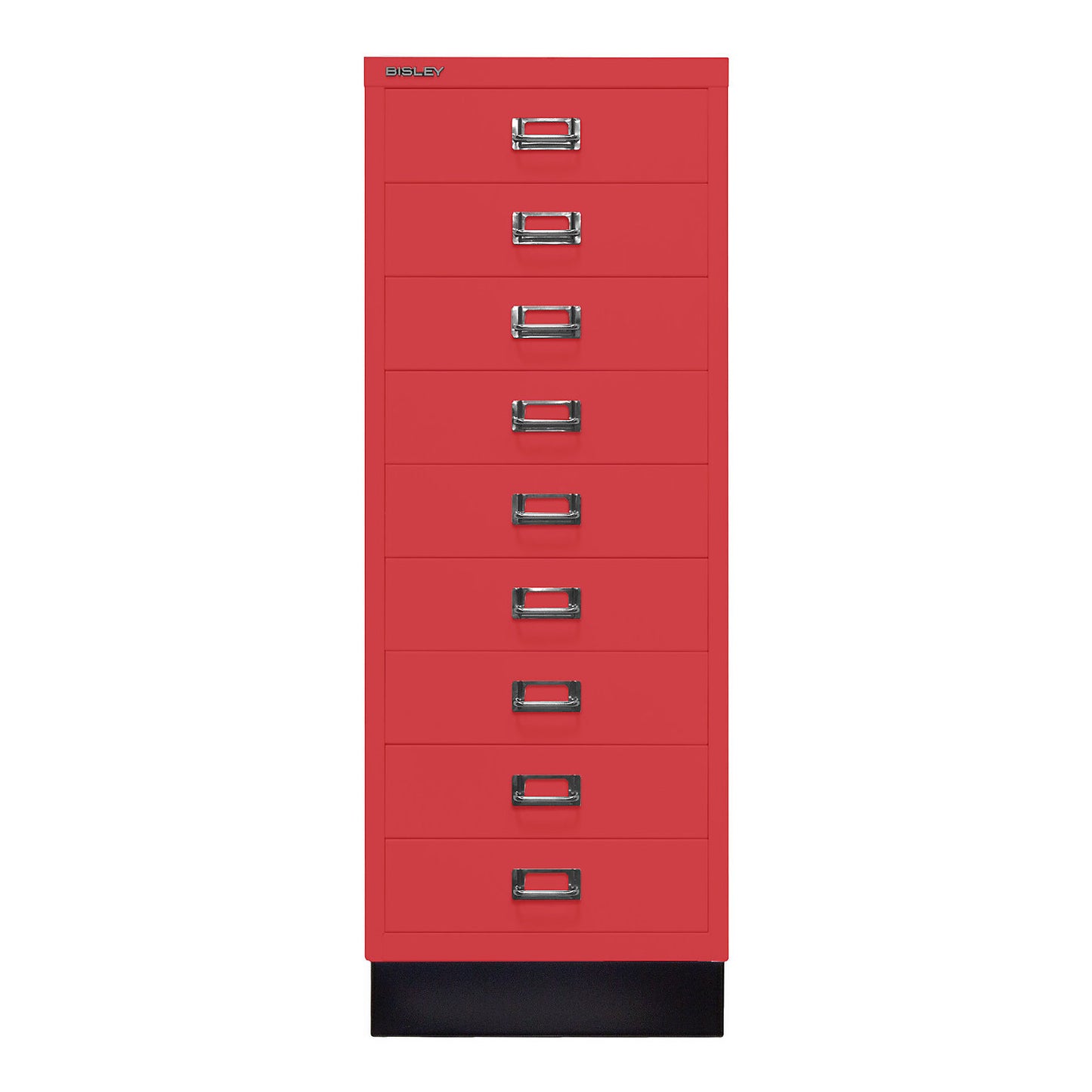 MultiDrawer™ 39 series, with plinth, A3, 9 drawers, cardinal red, black.