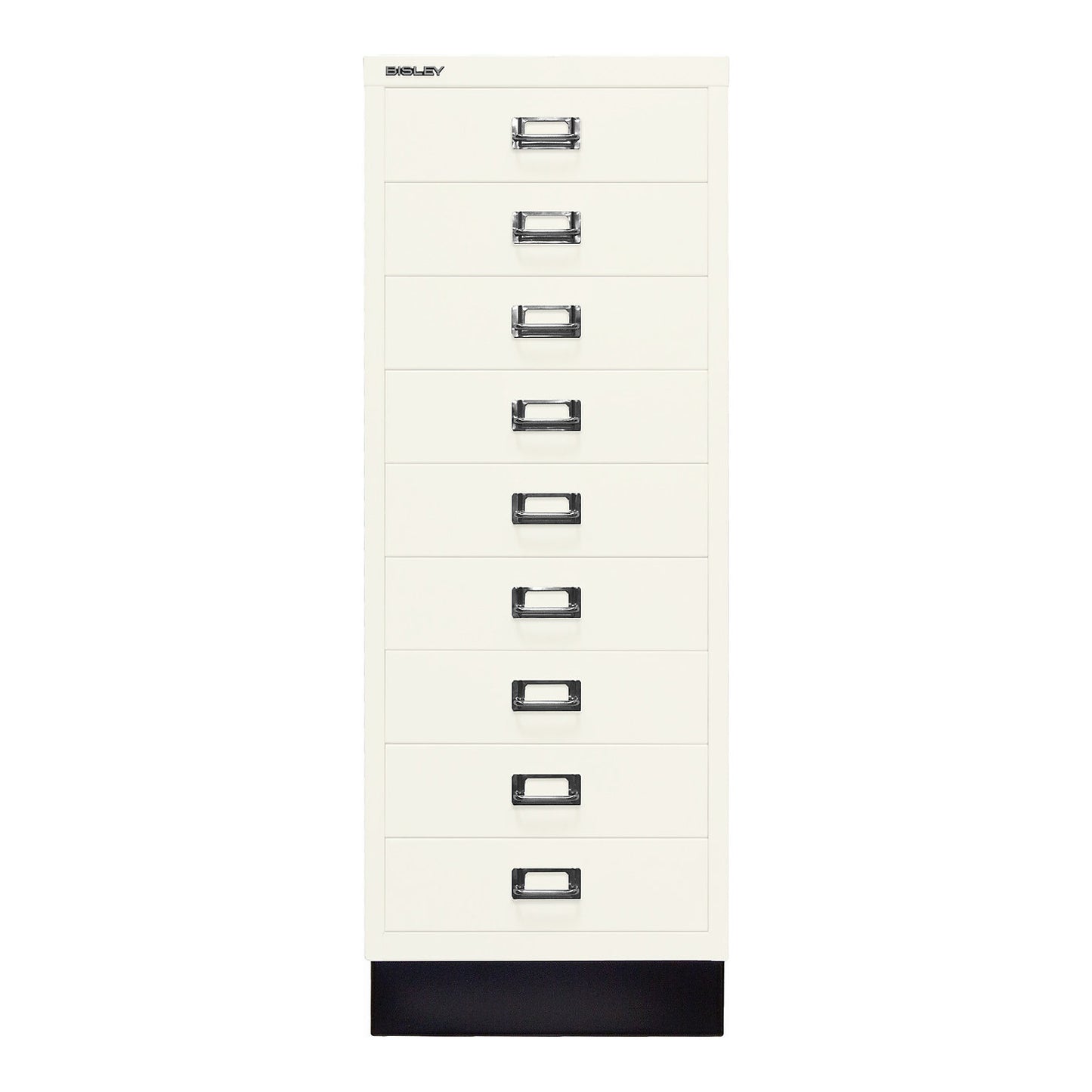 MultiDrawer™ 39 series, with plinth, A3, 9 drawers, traffic white, black.