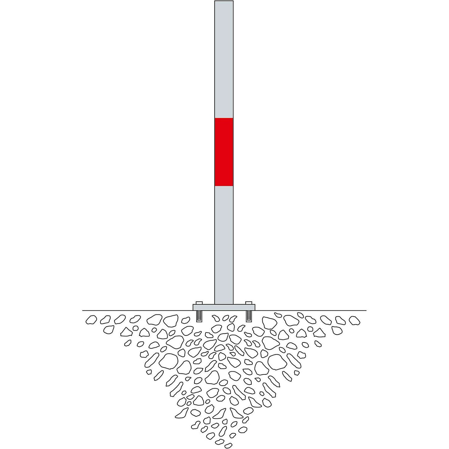 Bollard Morion, for bolting in place, Ø 60 mm, hot dip galvanised / reflective red, 1 eyelet.