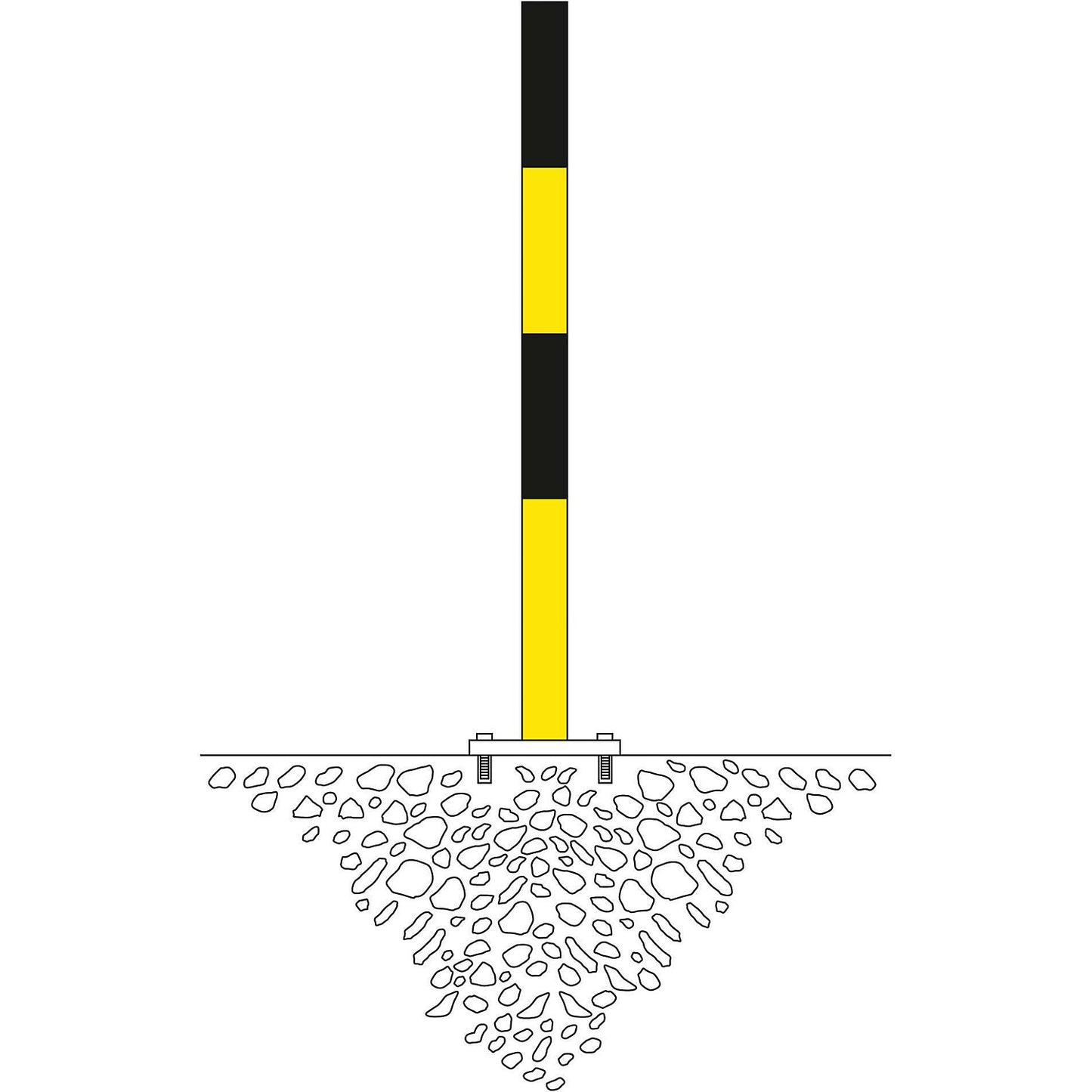 Bollard Morion, for bolting in place, Ø 60 mm, painted black/yellow, 1 eyelet.