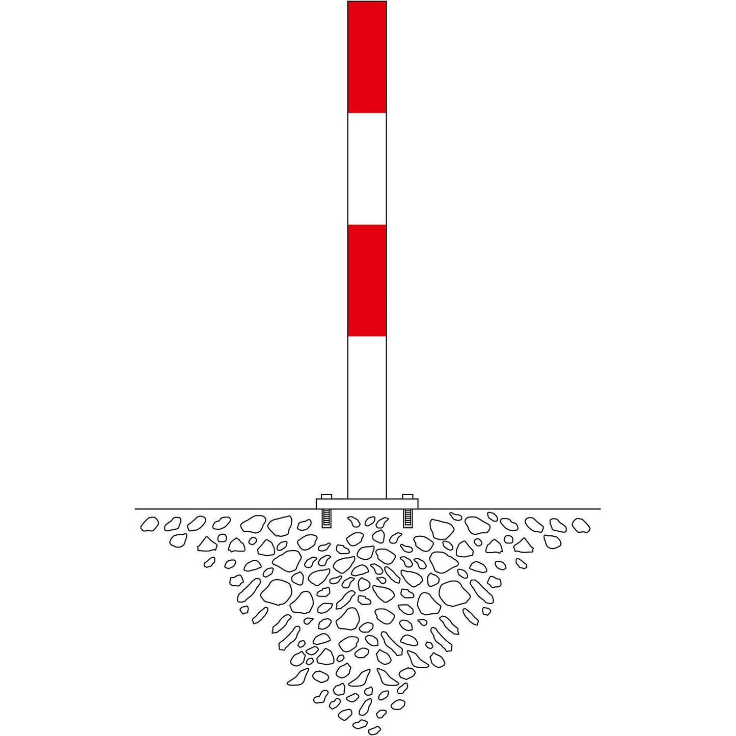 Bollard Morion, for bolting in place, Ø 76 mm, painted red/white, 1 eyelet.