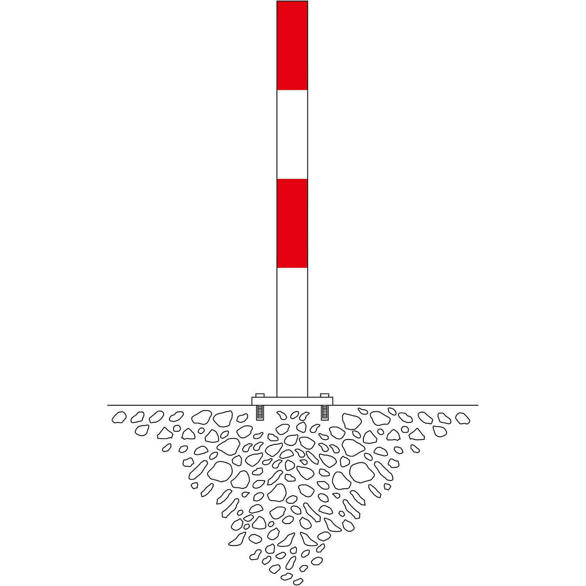 Bollard Morion, for bolting in place, Ø 76 mm, painted red/white, 2 eyelets.